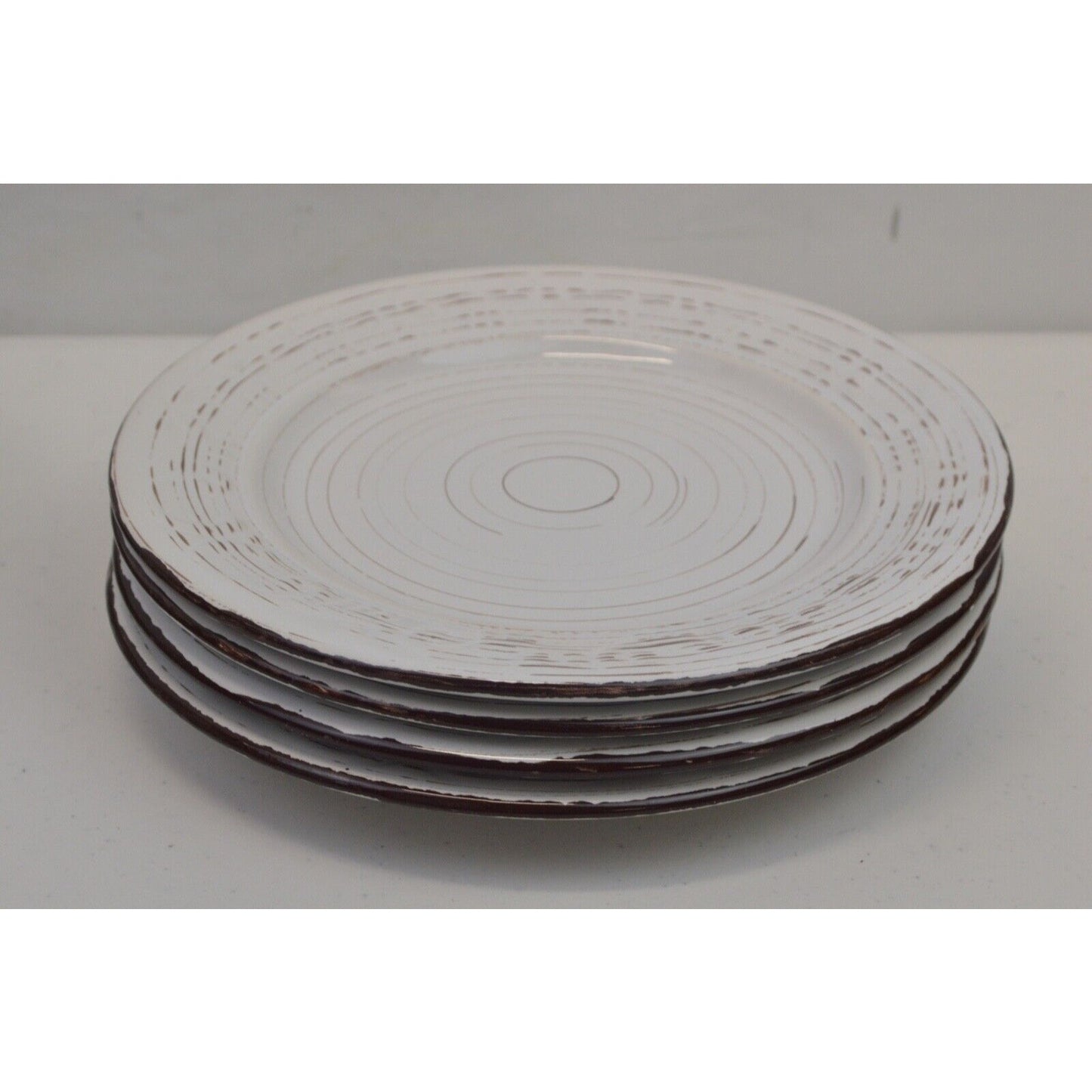 Set Of 7x Dinner Salad Plates Pfaltzgraff Everyday Trellis Distressed White Farm