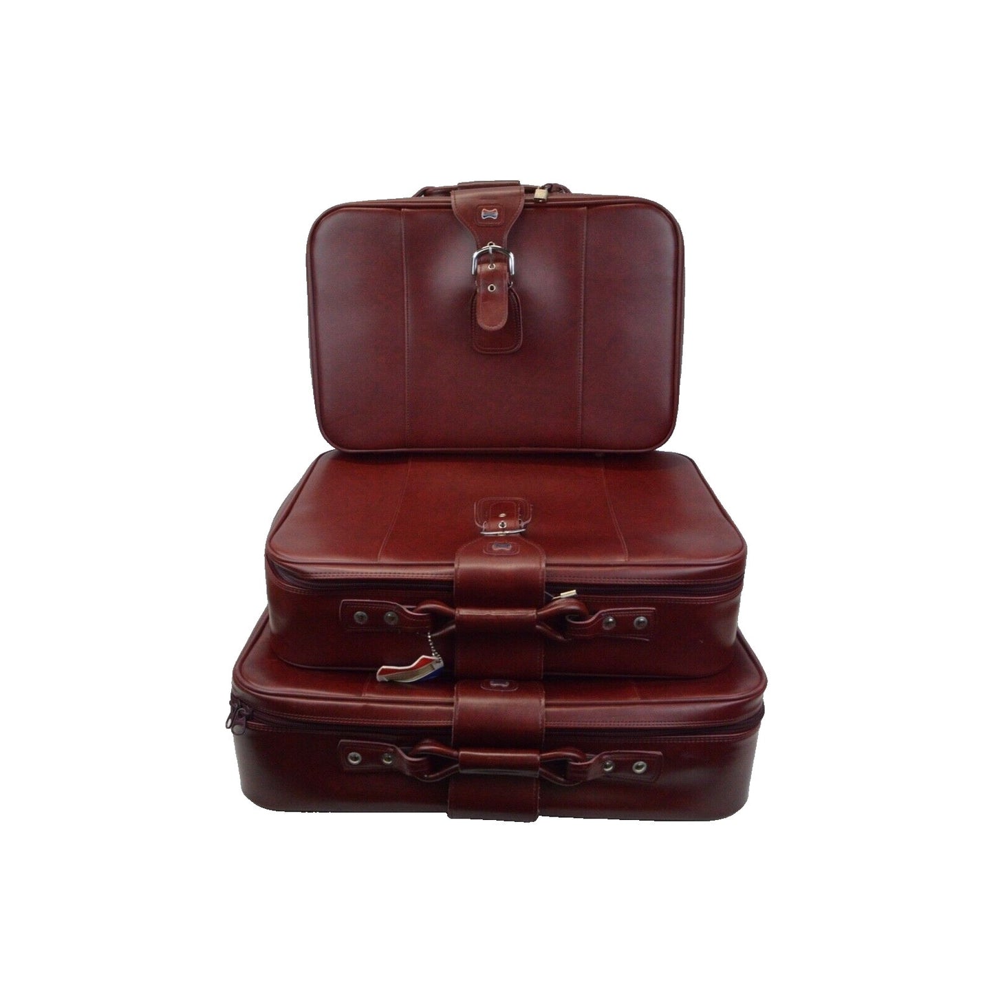 Set x3 Burgundy Vintage American Tourister Luggage Suitcase Hard Shell Red