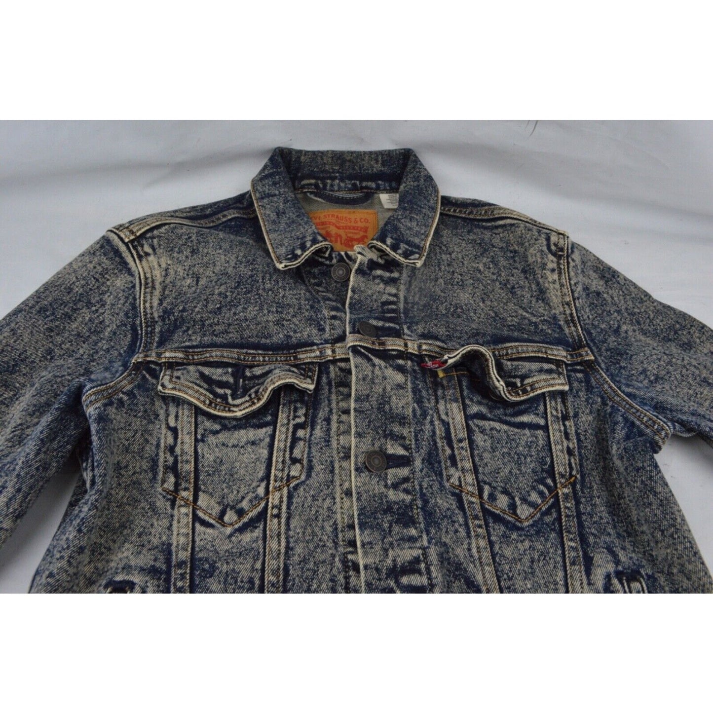 LEVIS STRAUSS TRUCKER JACKET ACID WASH MADE IN MEXICO VTG Y2K 90s MENs SZ XL