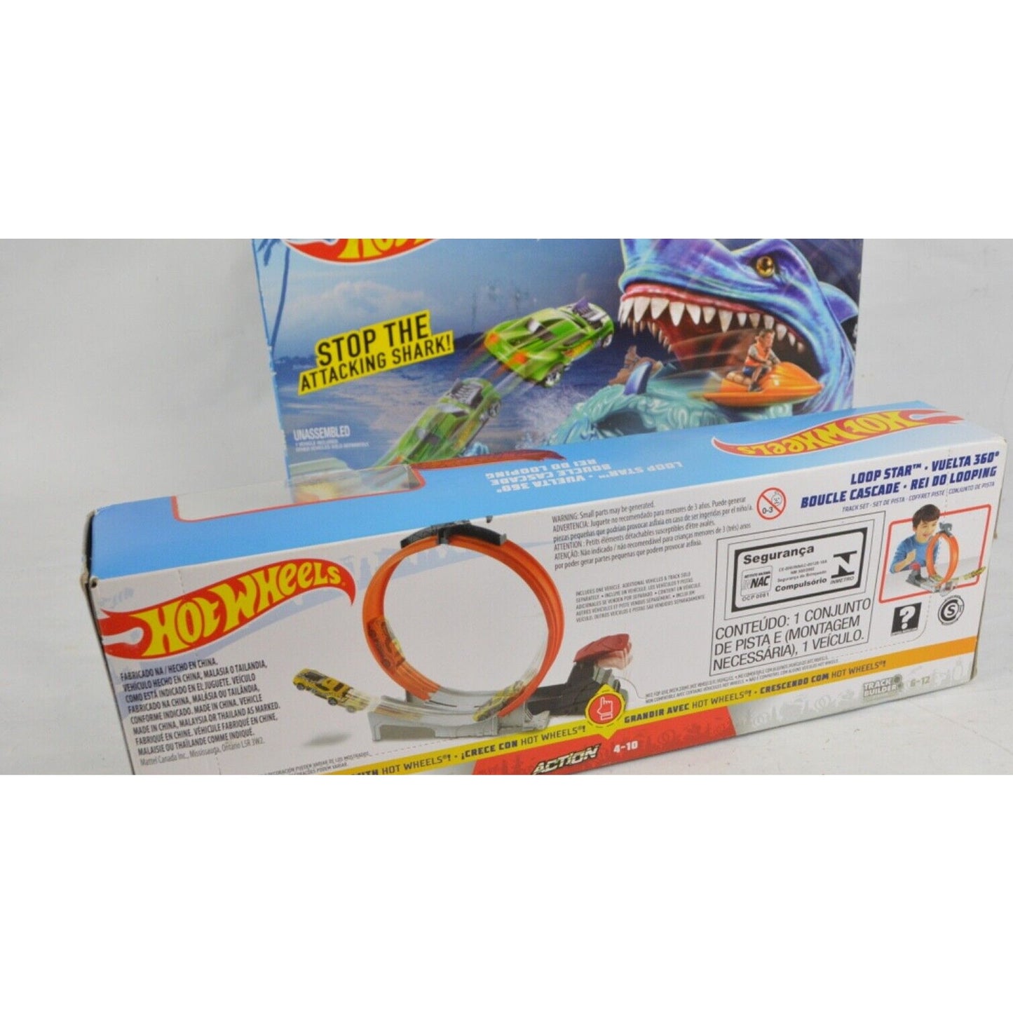 Lot Of x2 Mattel Hot Wheels Loop Star Action Play Set SHARK BAIT With Car