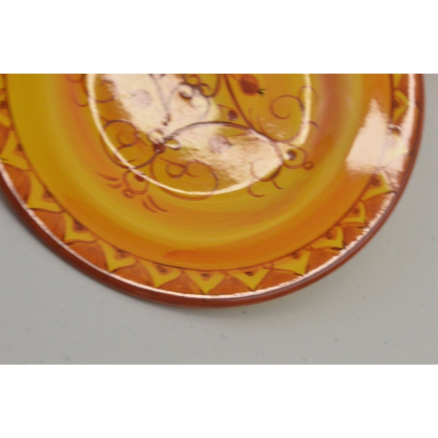 Set x6 Salad Plates Pier 1 Karistan 8-3/4'' Hand Painted Earthenware Orange 8''