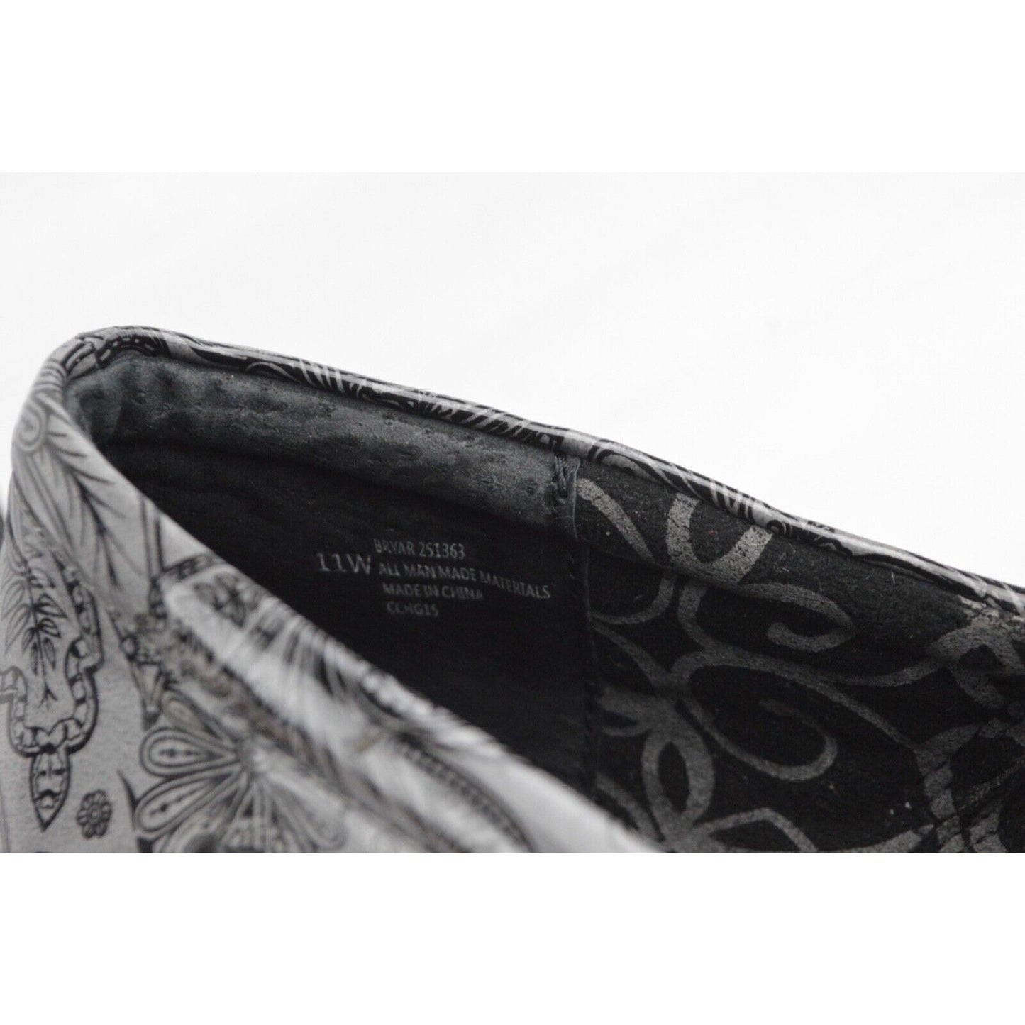 Nurse Mates Womens Pillow Top Bryar Black Gray Paisley Clog Sz 11w #251363