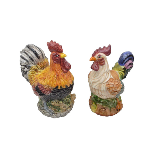 Set Of 2x Rooster 3D Ceramic Cookie Jar Canister HEARTLAND KITCHEN CREATIONS GKA