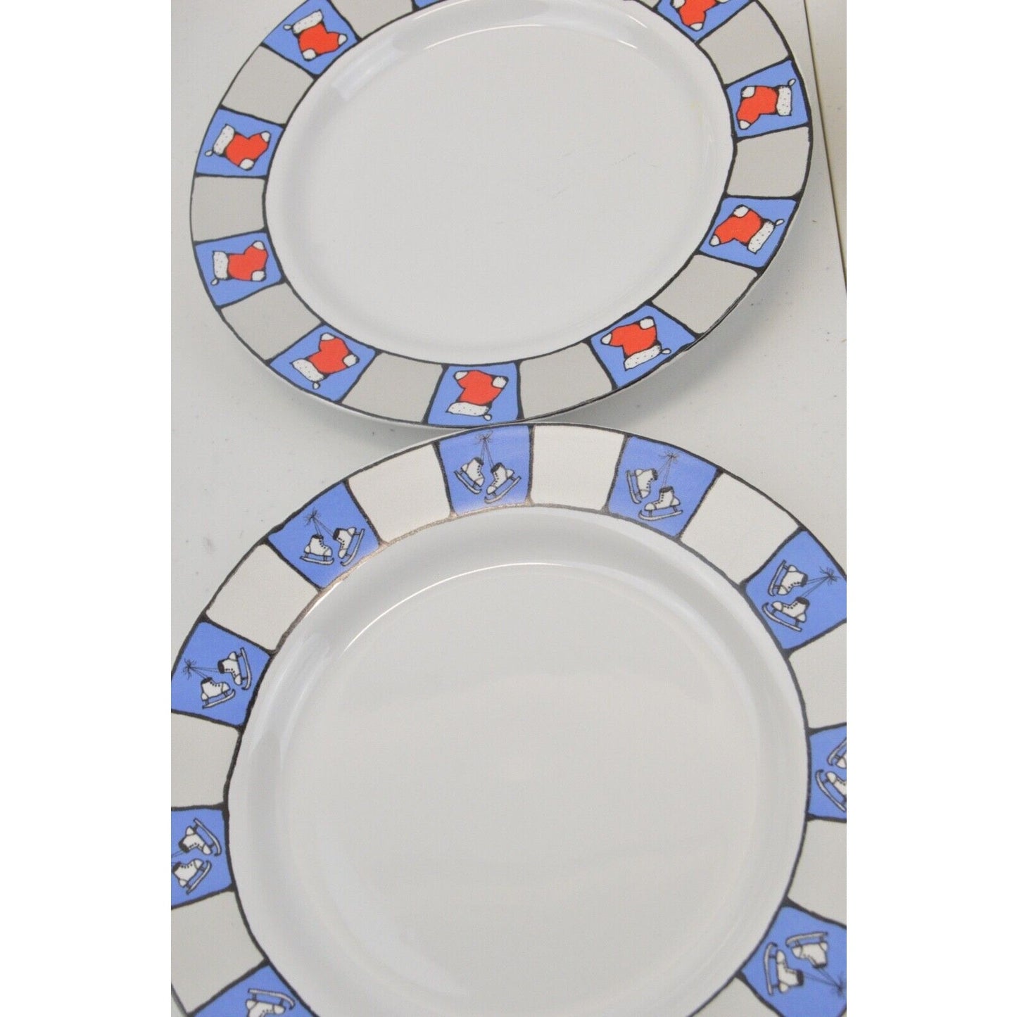 Set Salad Plates Jumbo Mug Signature Holiday Snack Christmas Rimmed Blue Ursula