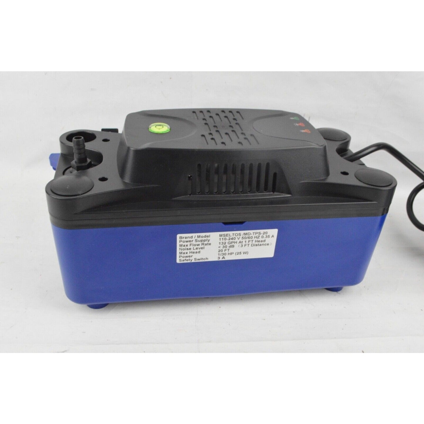 Mseltos MD-TPS-20 Condensate Pump, 1/30 HP, 132 GPH, 1.1" ID, 2/5" OD, 110v-240v