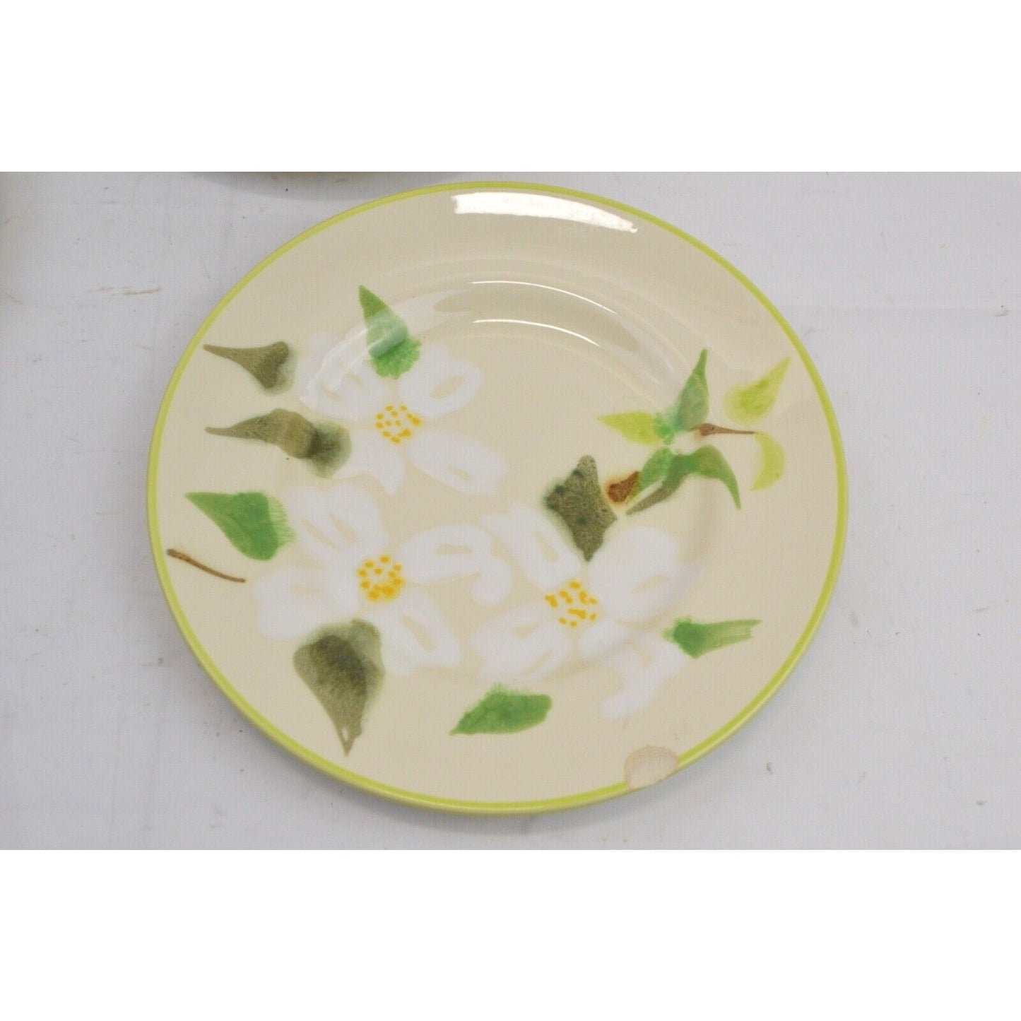 Set 6 Salad Plates By Franciscan Dogwood White Embossed Flower Yellow Green Leaf