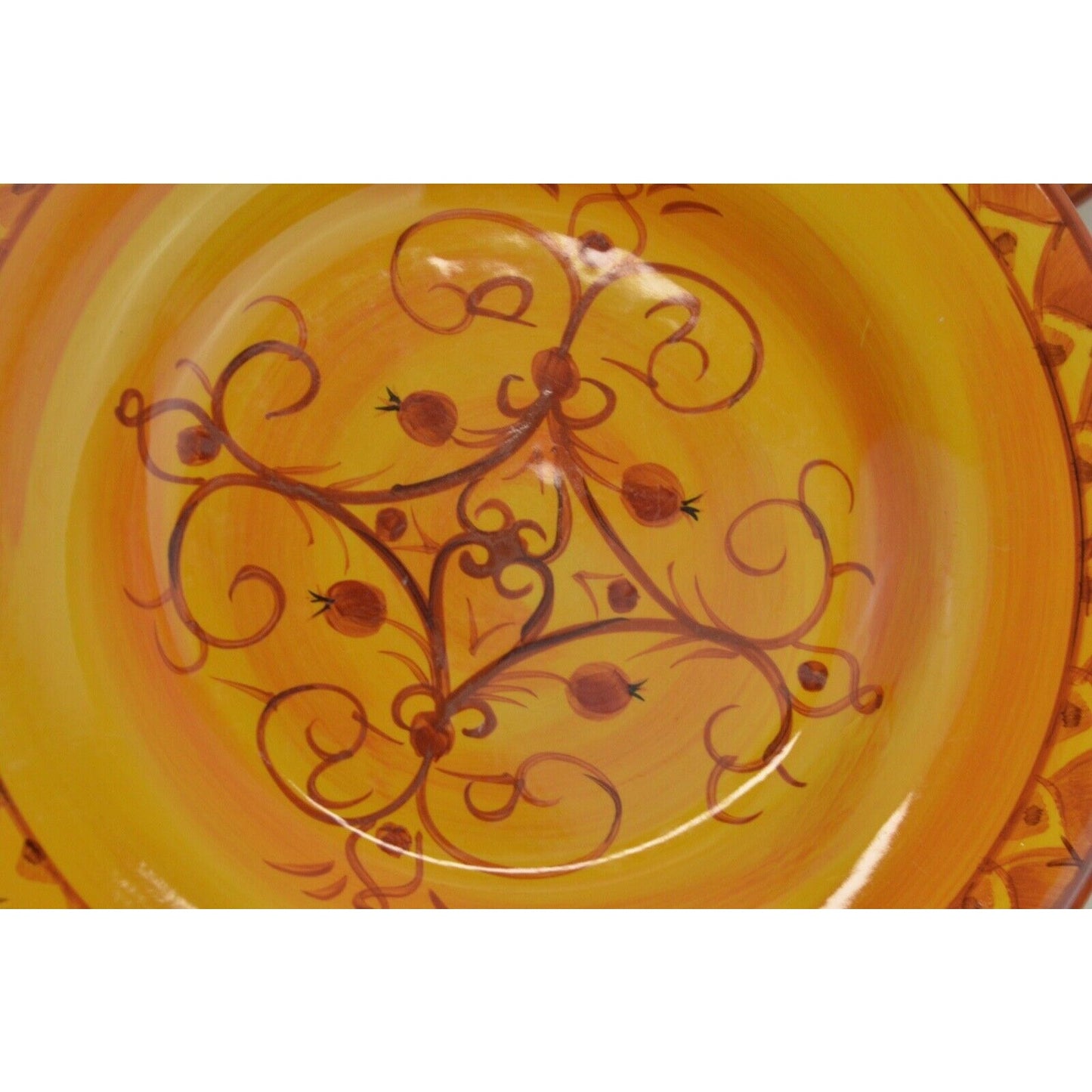 Set x6 Salad Plates Pier 1 Karistan 8-3/4'' Hand Painted Earthenware Orange 8''