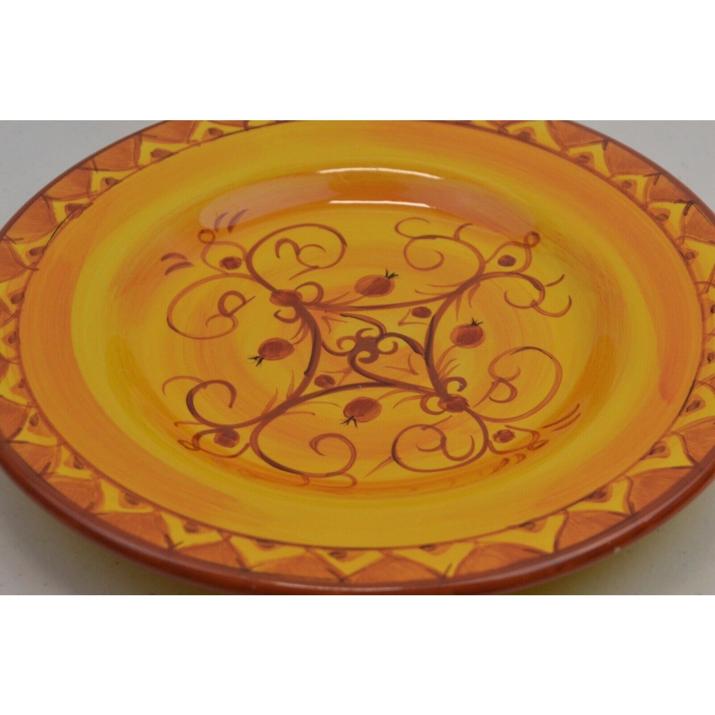 Set x6 Salad Plates Pier 1 Karistan 8-3/4'' Hand Painted Earthenware Orange 8''