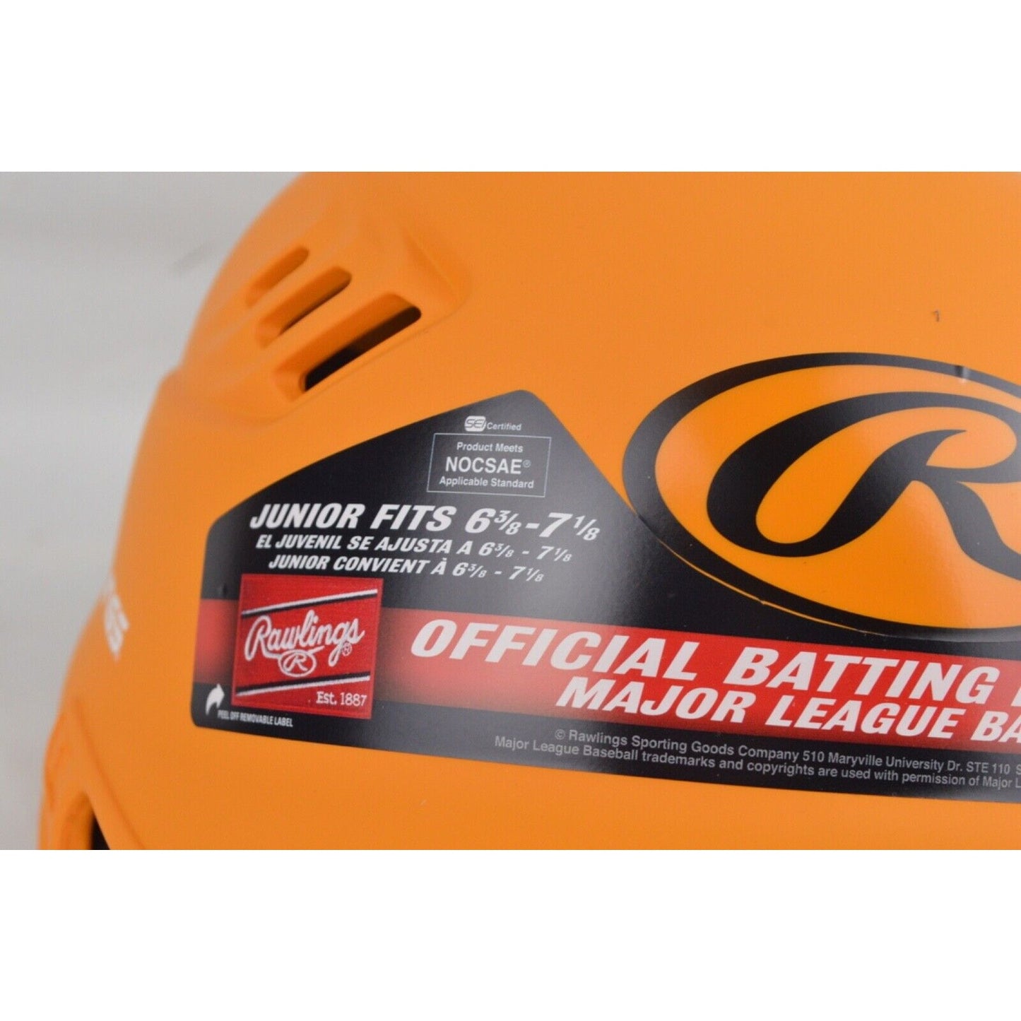 Rawlings R16 VELO Baseball Batting Helmet Orange Matte JR & SR R16J-R1