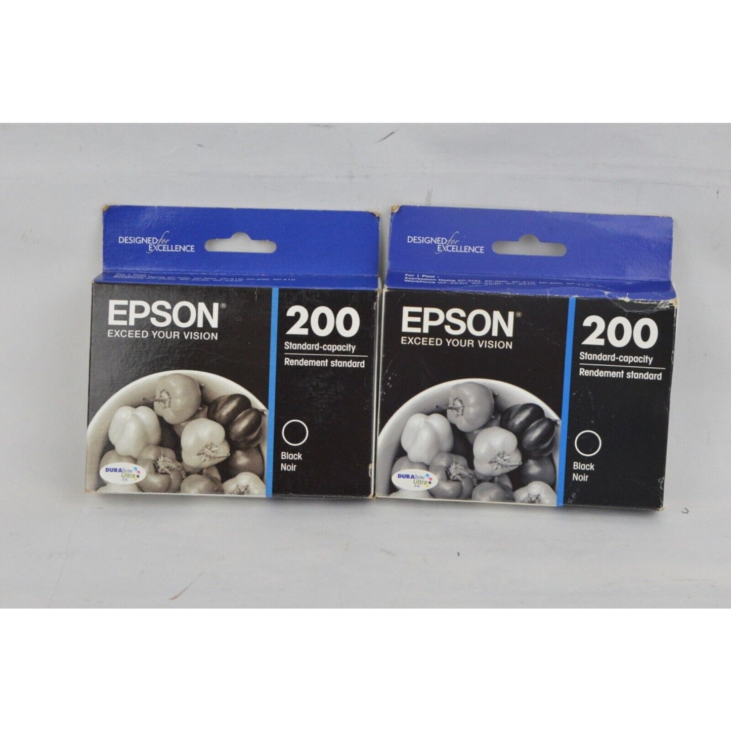 x2 Pack Epson 200 Black Ultra Ink Cartridge T200120 DURABrite Genuine Expired