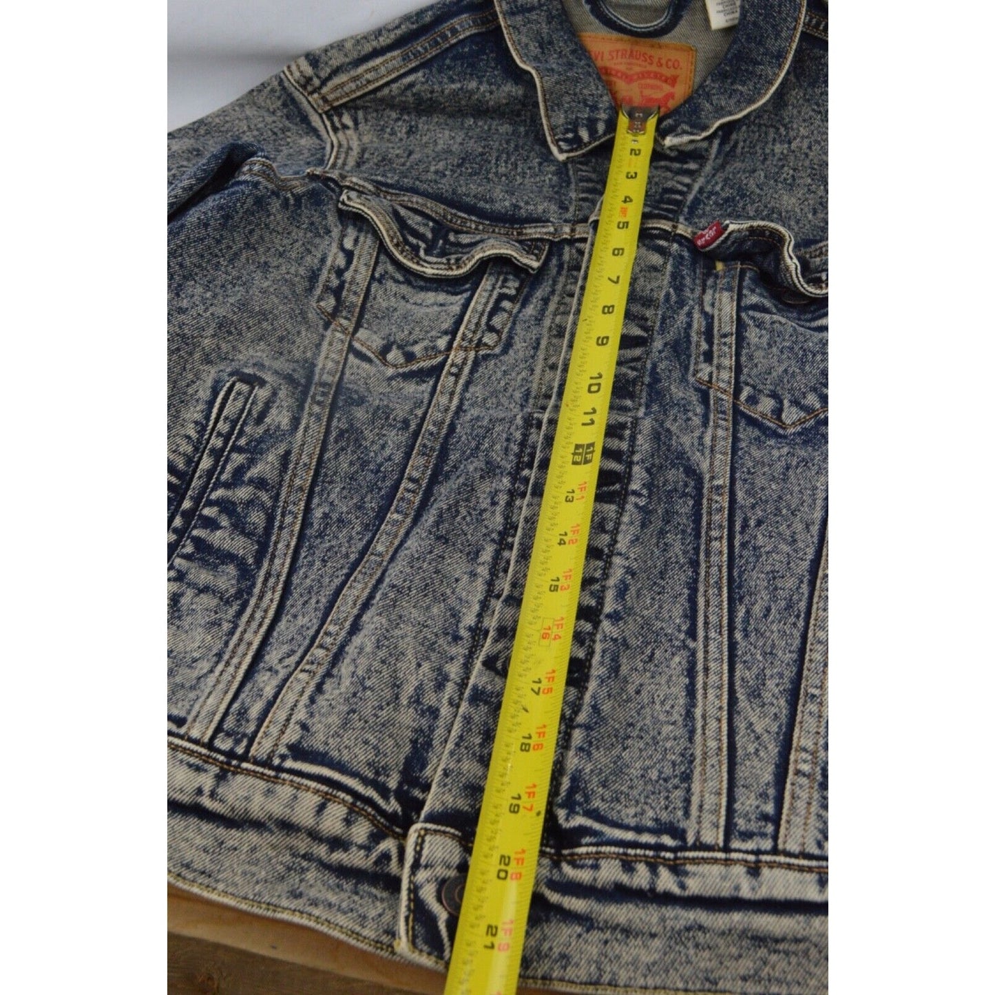 LEVIS STRAUSS TRUCKER JACKET ACID WASH MADE IN MEXICO VTG Y2K 90s MENs SZ XL