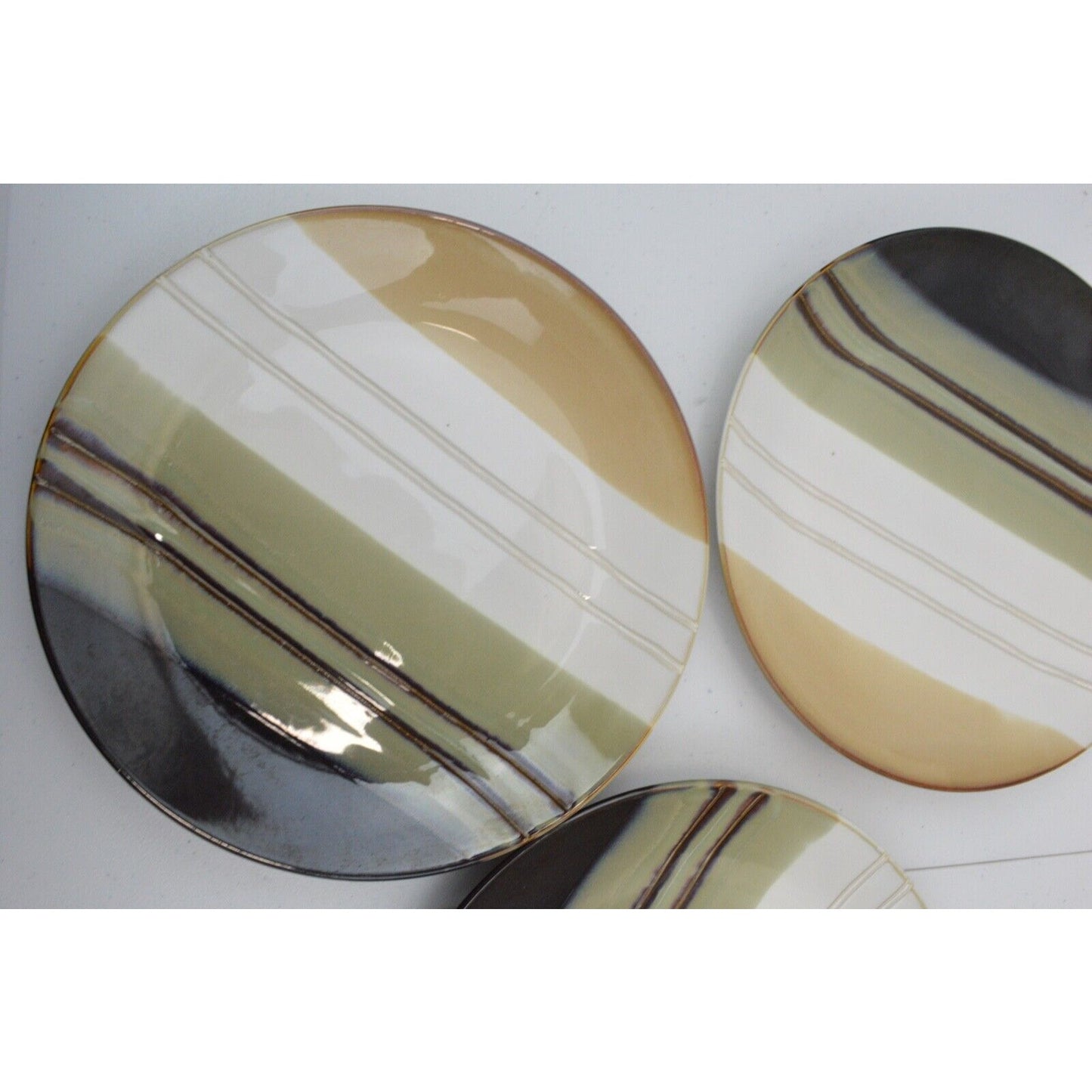 Set Of x6 Home Trends Jazz Soup Cereal Bowls Dinner Plates Stoneware Striped