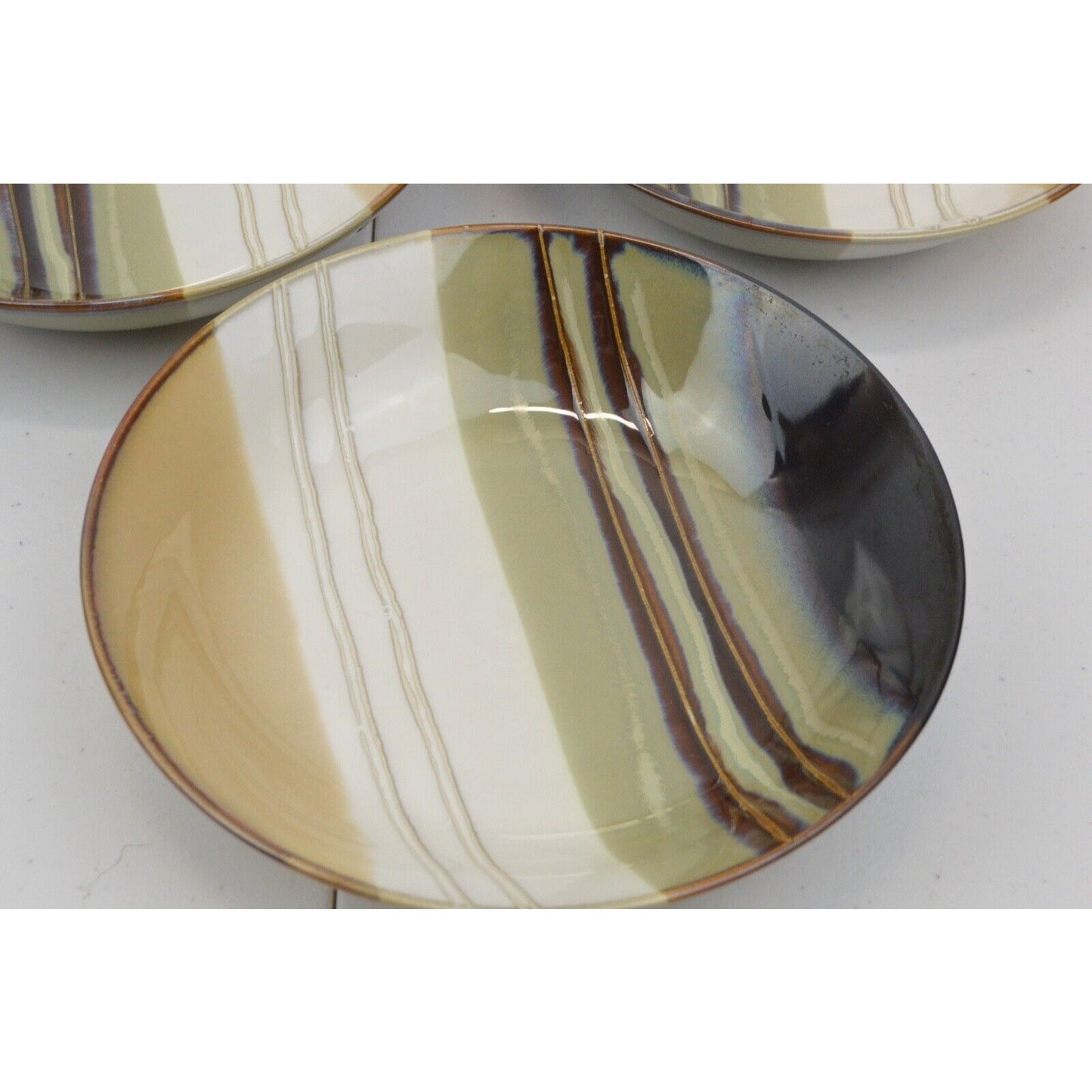 Set Of x6 Home Trends Jazz Soup Cereal Bowls Dinner Plates Stoneware Striped