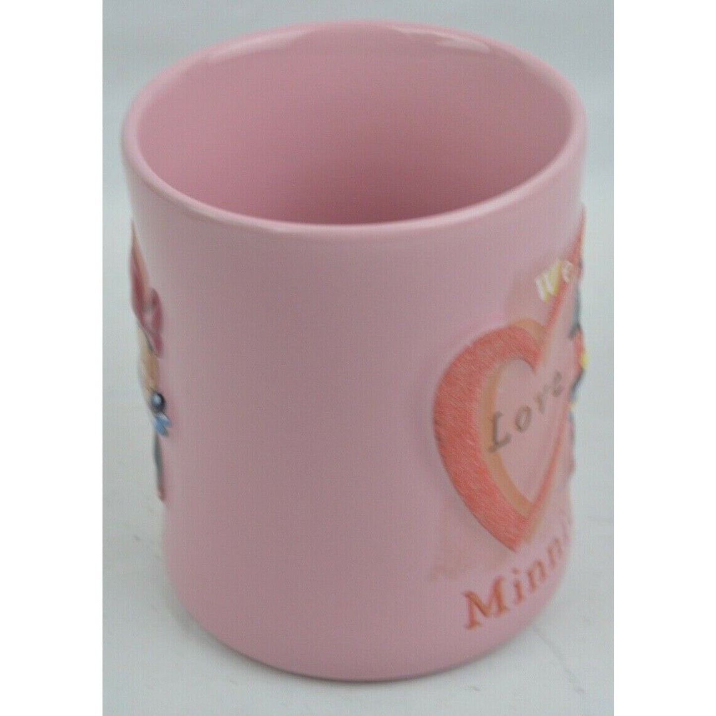 Ceramic Coffee Mug Cup Walt Disney World Minnie Mouse Pink "We All Love Minnie"