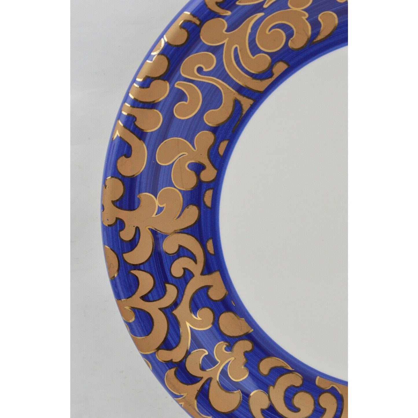 Set x6 Dinner Plates Blue Gold Scroll Varm Ceramica Italy F. Giorgi Royal 11''