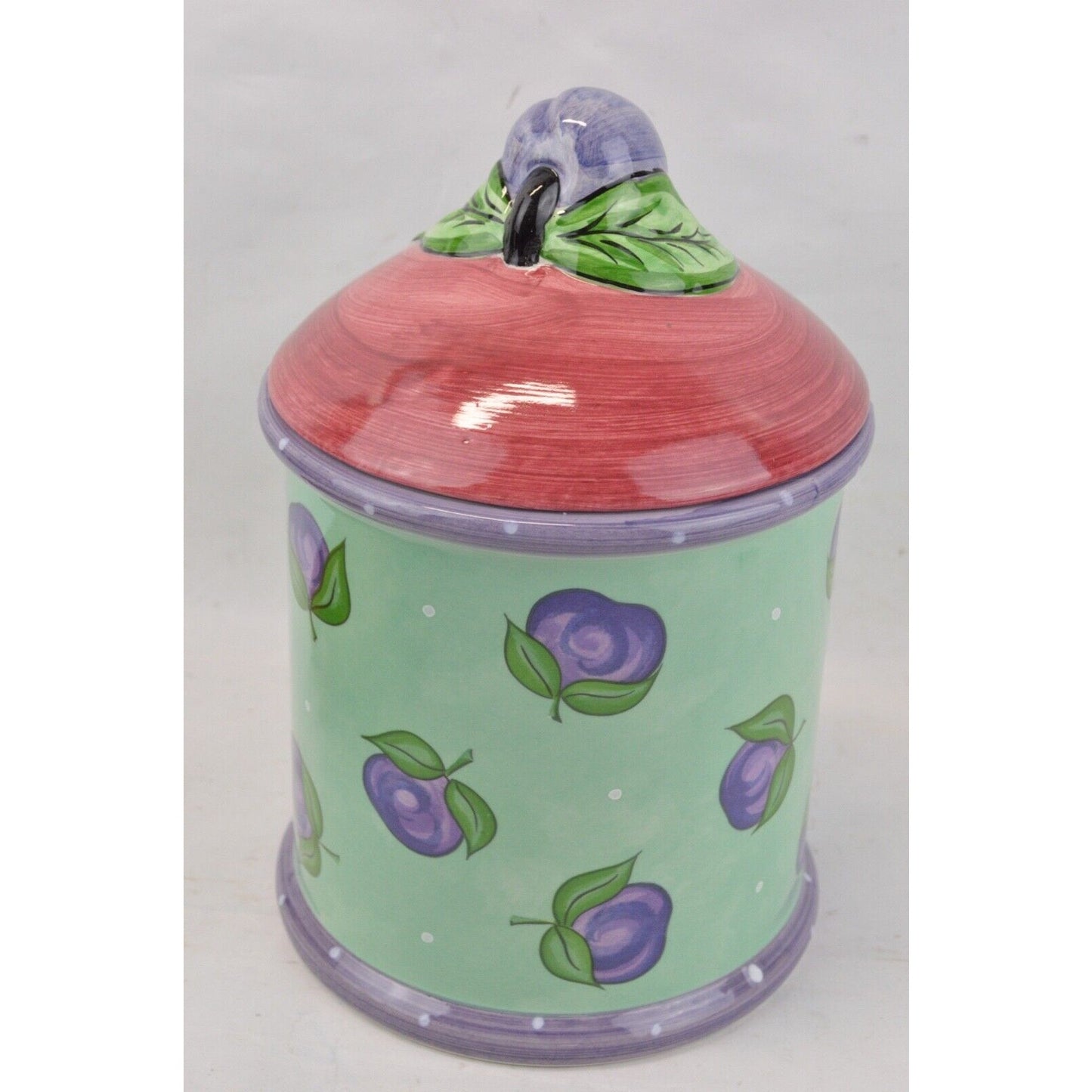 Bois d’Arc Tutti Frutti Plum Canister Cookie Jar Raul Bernarda Portugal Essexg