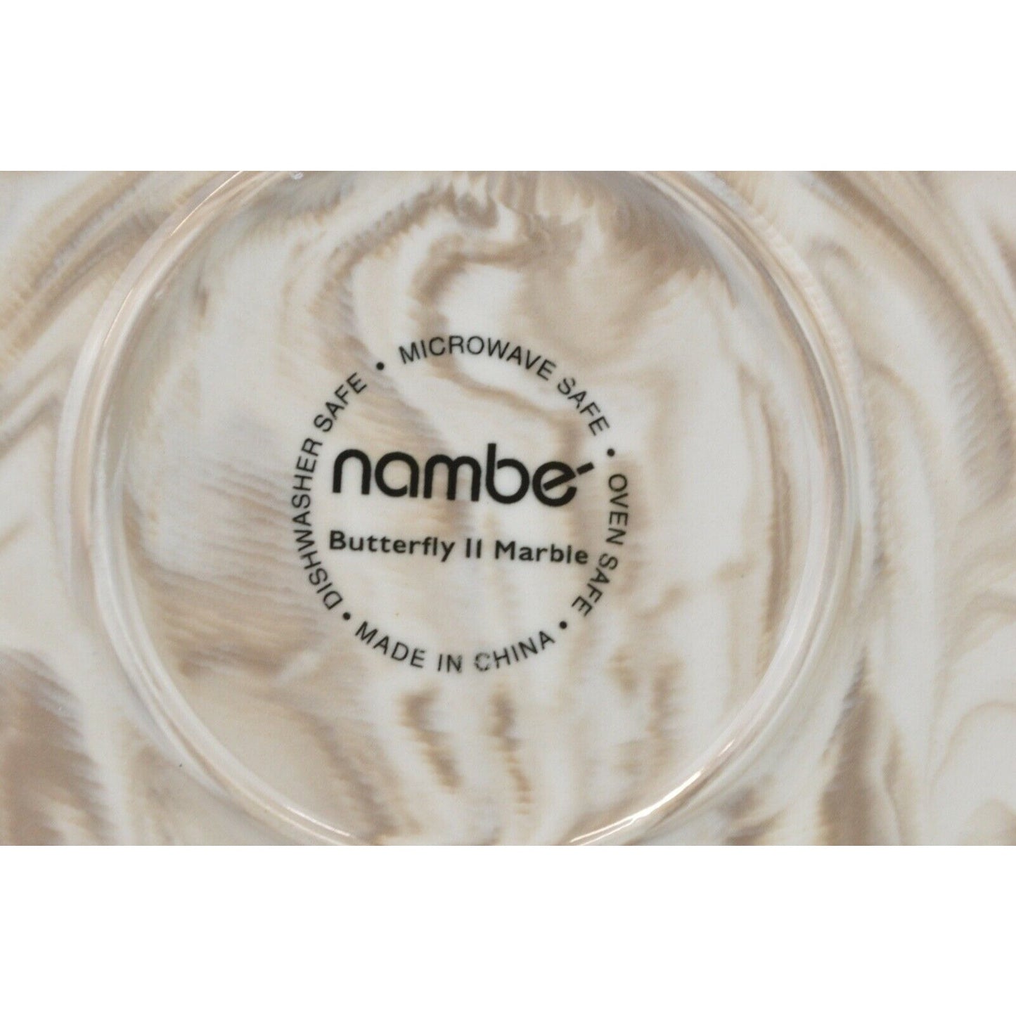 Nambe Marble Butterfly II Oval Serving Dinner Salad Plate Tan Brown 11''