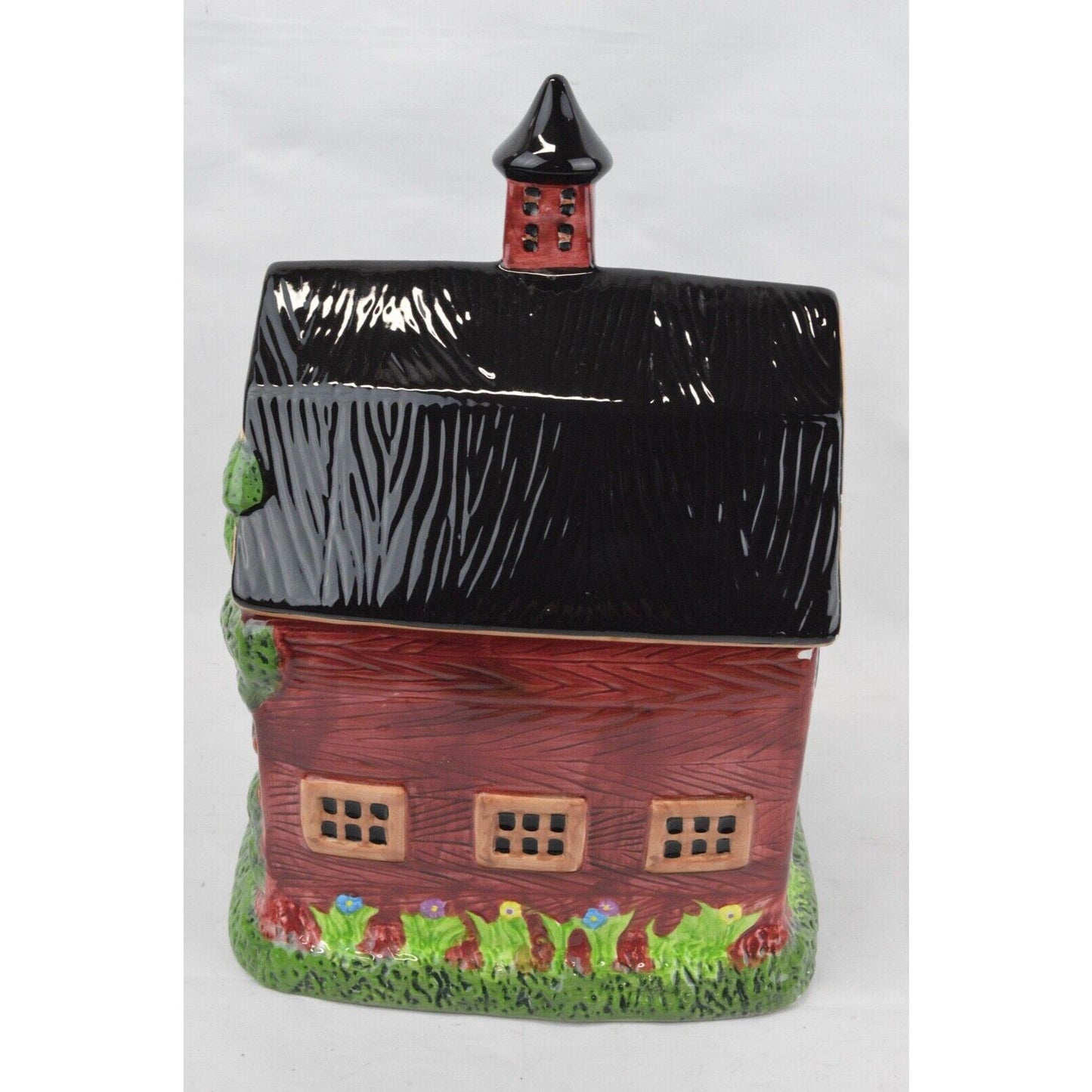 Red Barn Ceramic Cookie Jar Canister Kimble House Building Farm Country