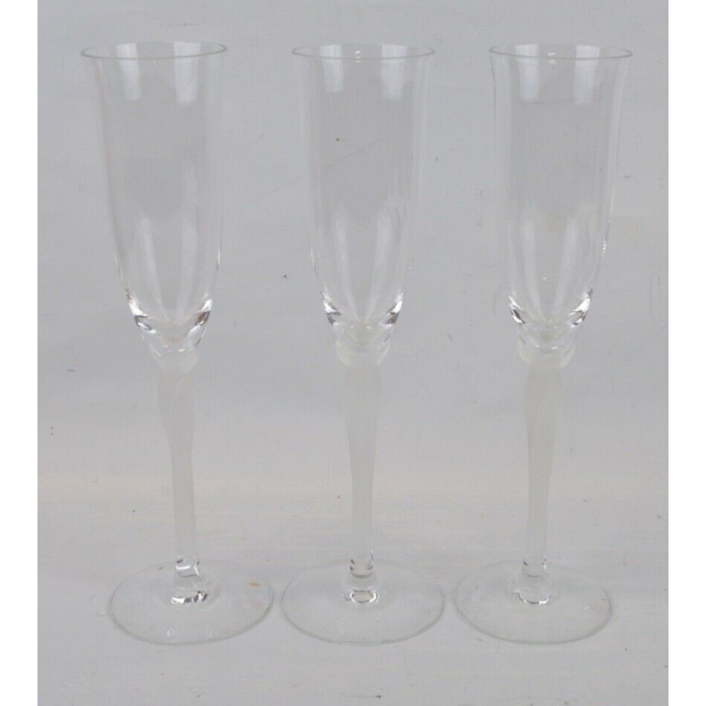 Set Of 3x Lenox Spring Mist Champagne Flutes Crystal FLOSTED STWISTED Stem Clear