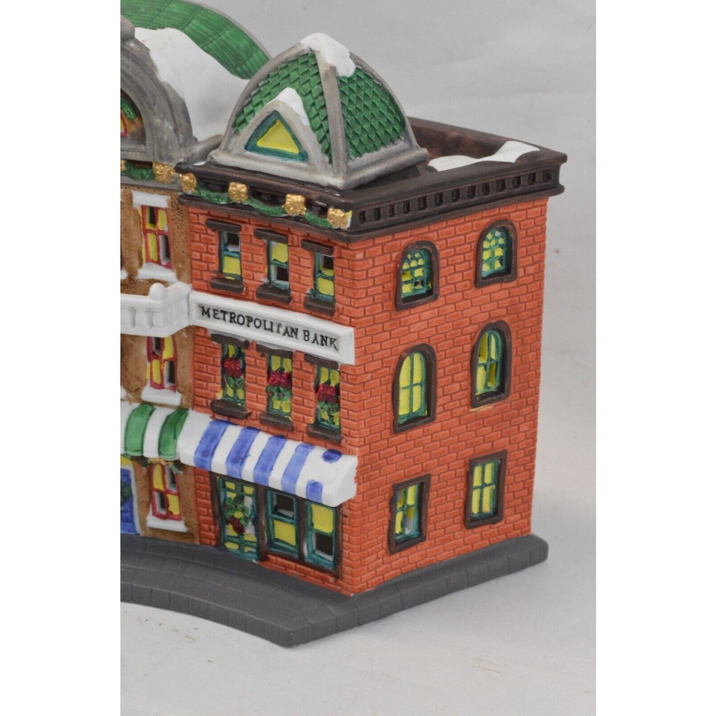 Village Building Figure Metropolitan Bank Lighted Christmas Holiday By Trim Home