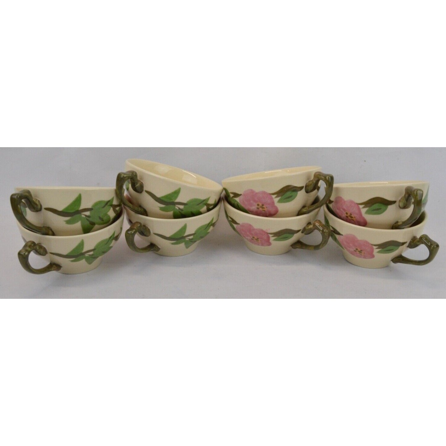 Set Of 8x Coffee Tea Cup Mug Franciscan Desert Rose Tapered Ceramic Floral