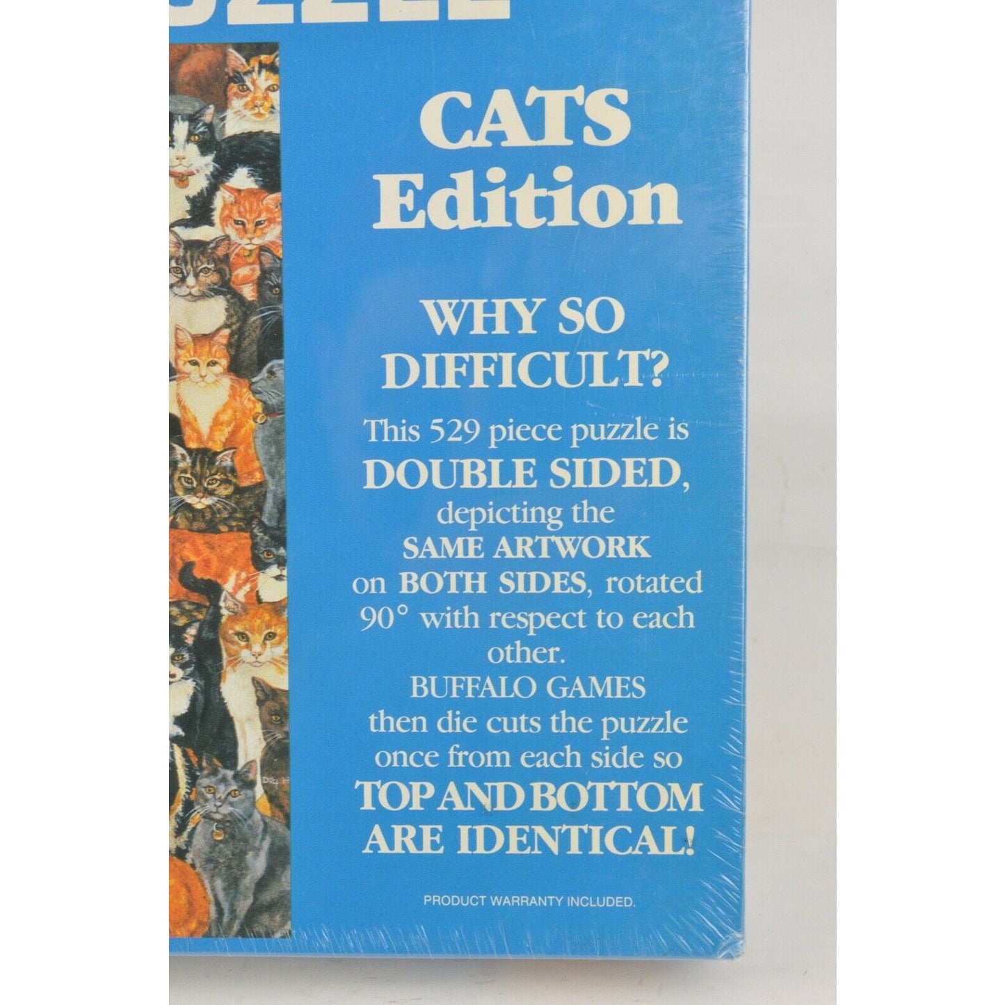 World's Most Difficult Jigsaw Puzzle CATS Edition 529 Piece Double-Sided 1991