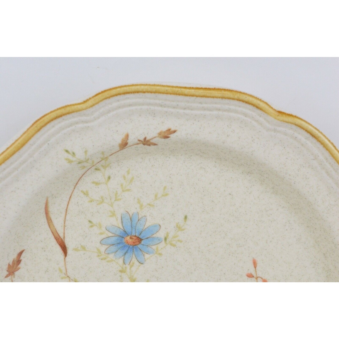 Set x5 Mikasa Stoneware Bowl Plate Blue Beige Daisies Pattern #EB 804 EUC Japan