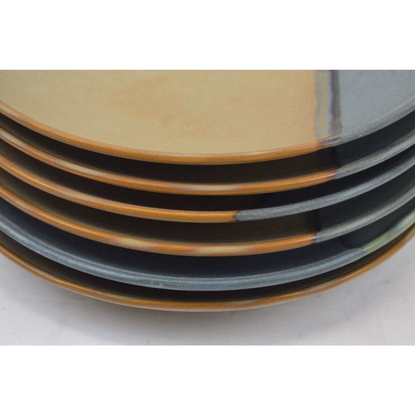 Set 6x Sango Gold Dust Sienna Green Salad Side Dessert Plates Stoneware #5039 8"