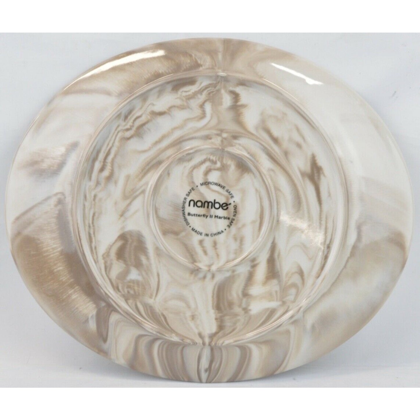 Nambe Marble Butterfly II Oval Serving Dinner Salad Plate Tan Brown 11''