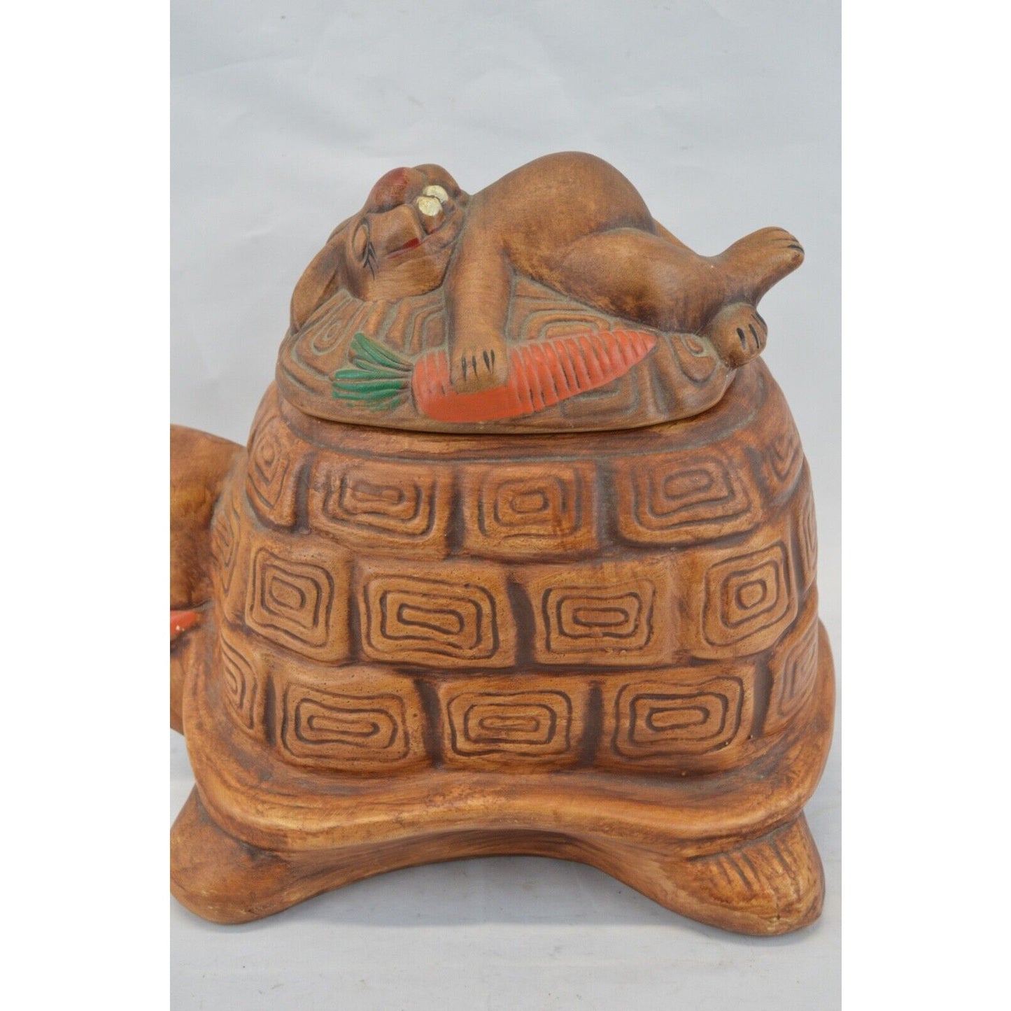 California Originals Tortoise Hare Ceramic Cookie Jar Rabbit Turtle Bunny VTG