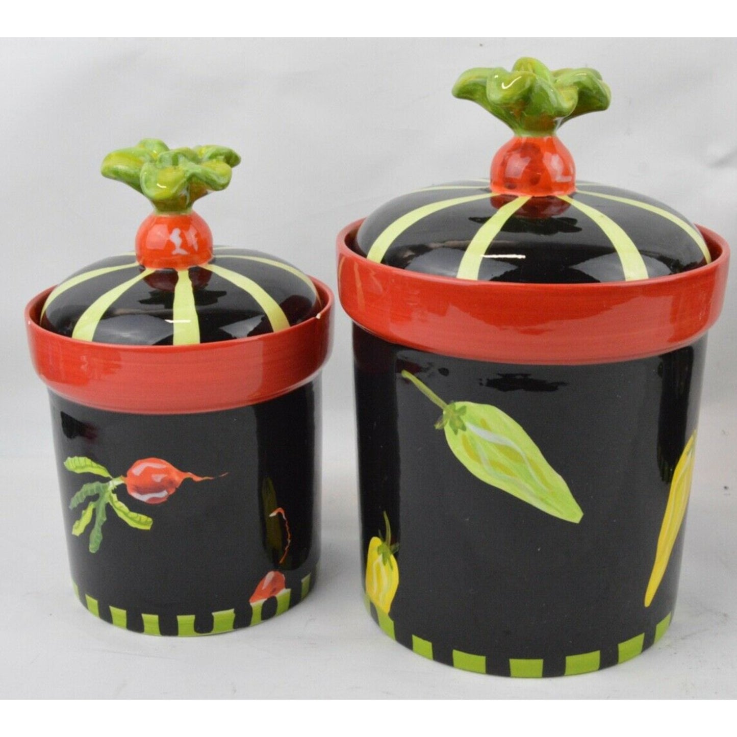 Set 4 Certified International Eileen Tramonte Vegetables Cookie Jar Canister Red