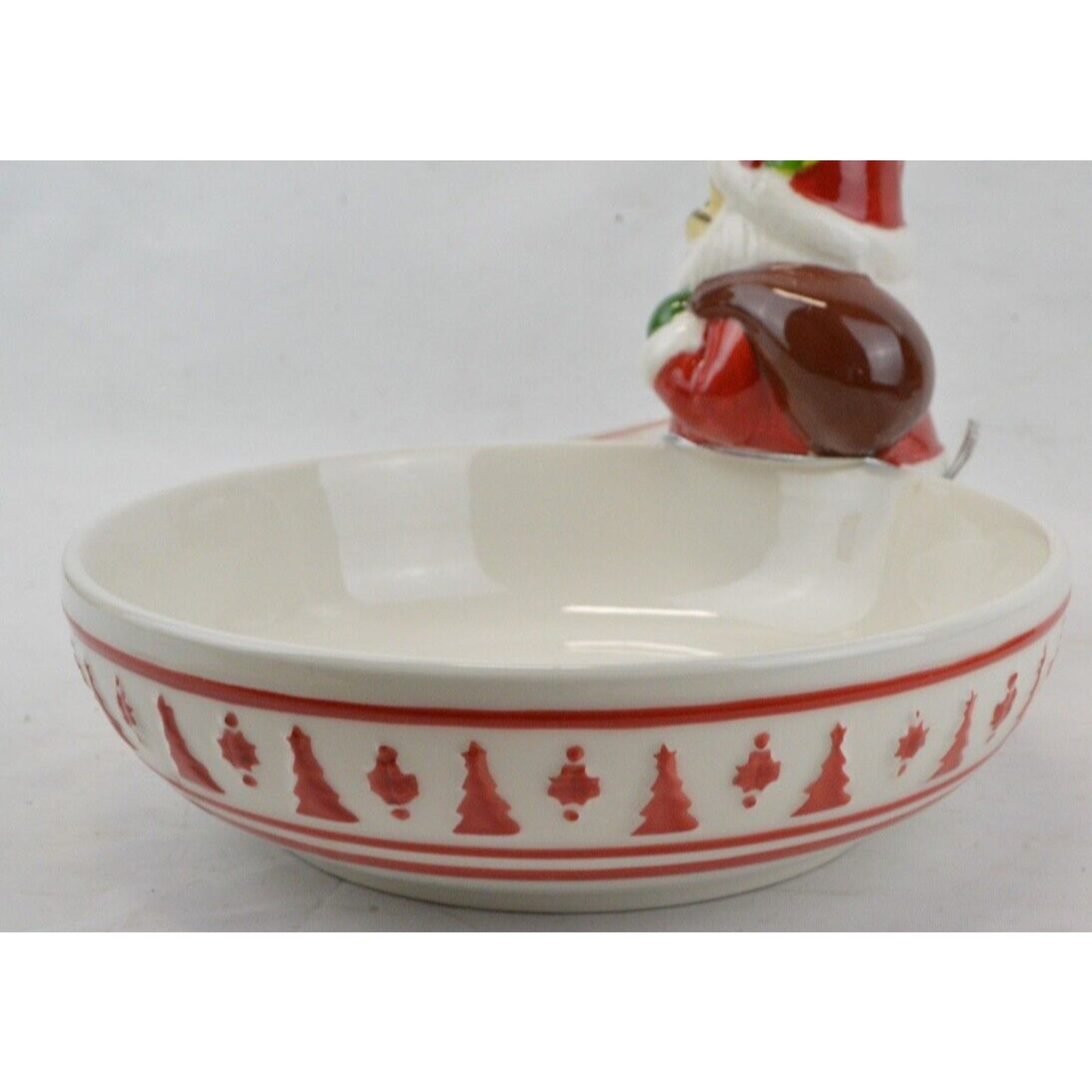 Mr. Christmas Ceramic Candy Dish Serving Bowl Light Up SANTA CLAUS  Illuminated