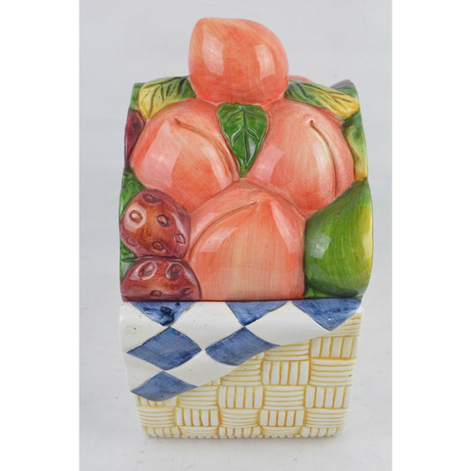 Fruit Basket Ceramic Cookie Jar Canister Certified International Susan Winget