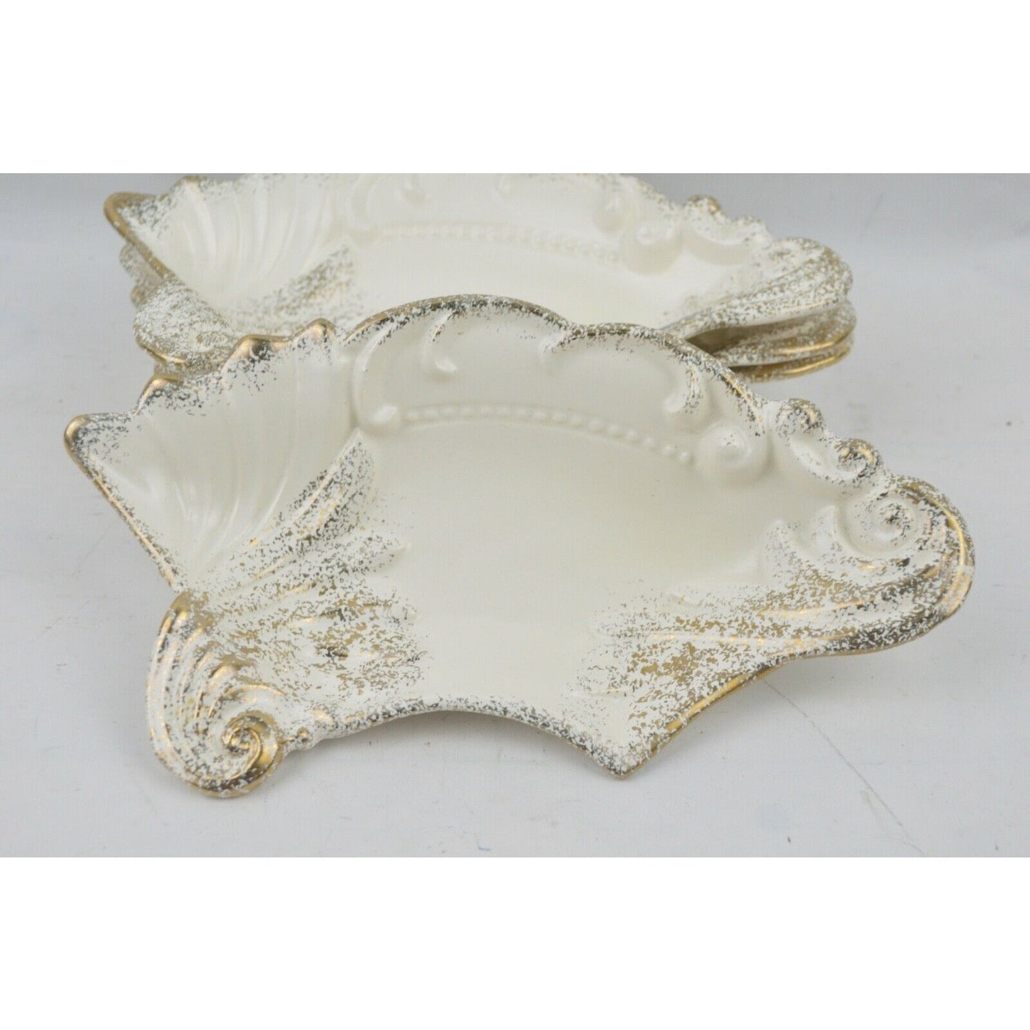 Set 4 Nesting Serving Plates Ideal Originals 1962 Florentine White Gold Gilded