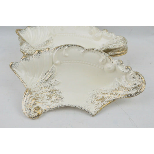 Set 4 Nesting Serving Plates Ideal Originals 1962 Florentine White Gold Gilded