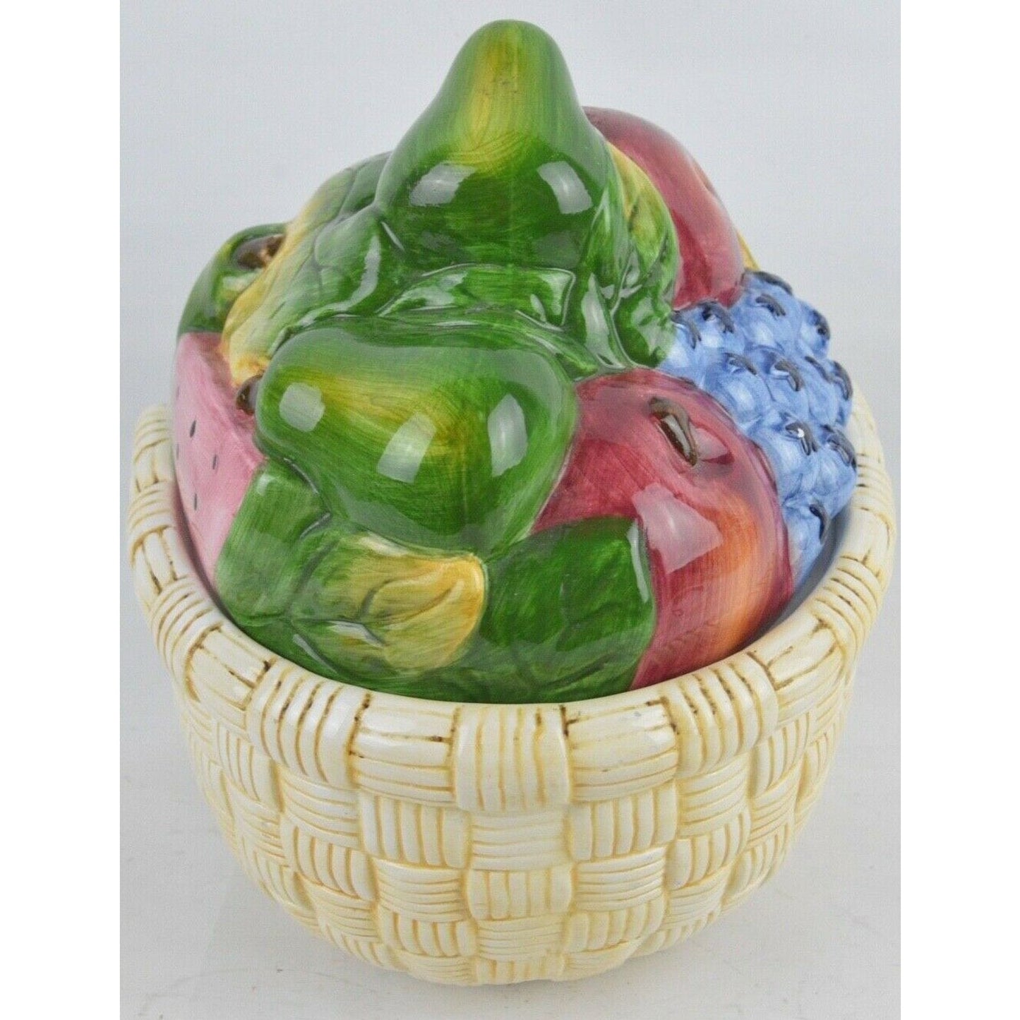 Fruit Basket Ceramic Cookie Jar Canister Certified International Susan Winget