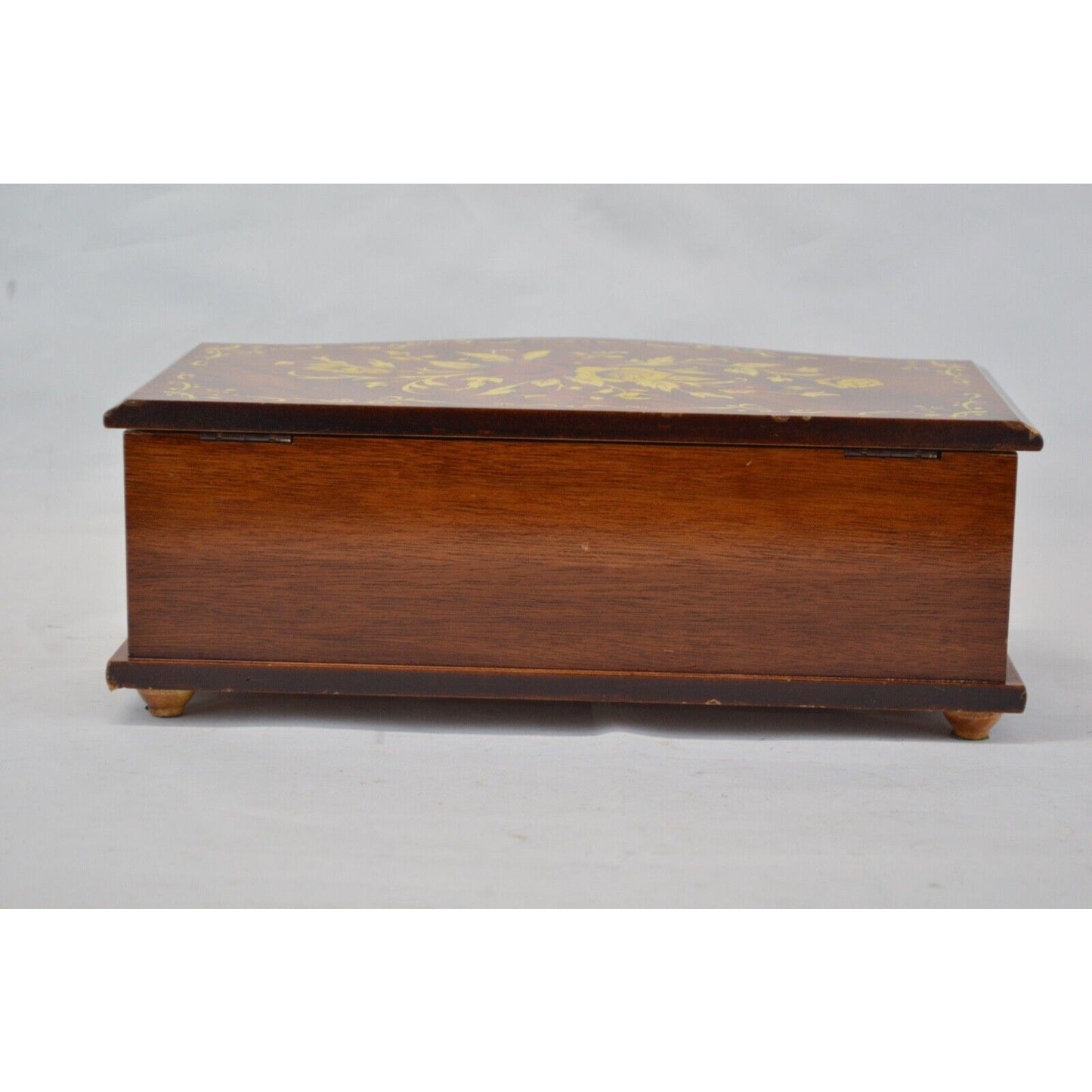 Vintage Wood Marquetry Dresser Jewelry Music Box By Linden w Toyo Movement Japan