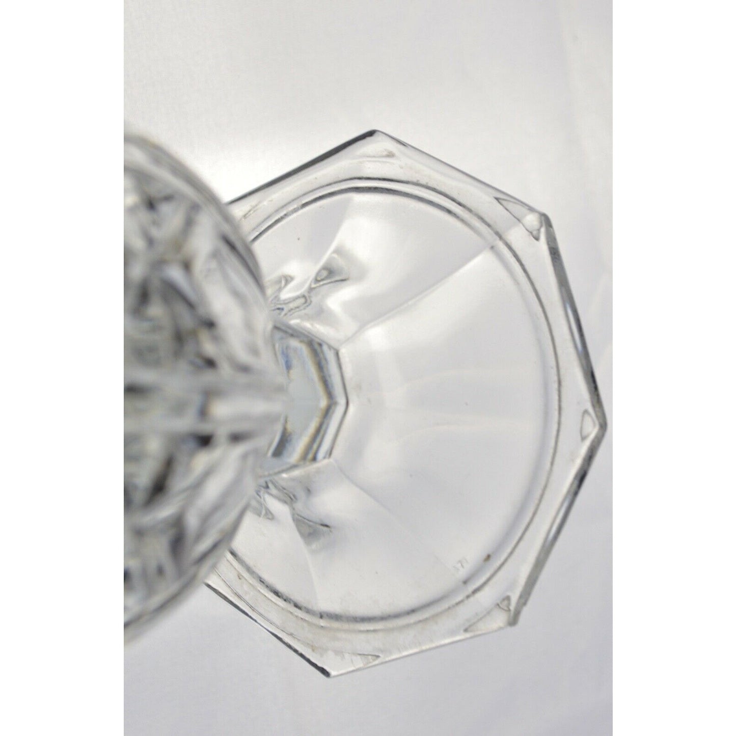 Italian Glass Clear Antique Flower Vase Diamond Pattern Italy