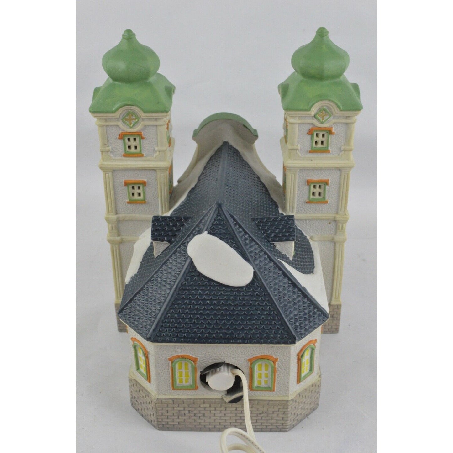 Porcelain Lighted Church Cathedral Building LEMAX 1995 Valley Train Station