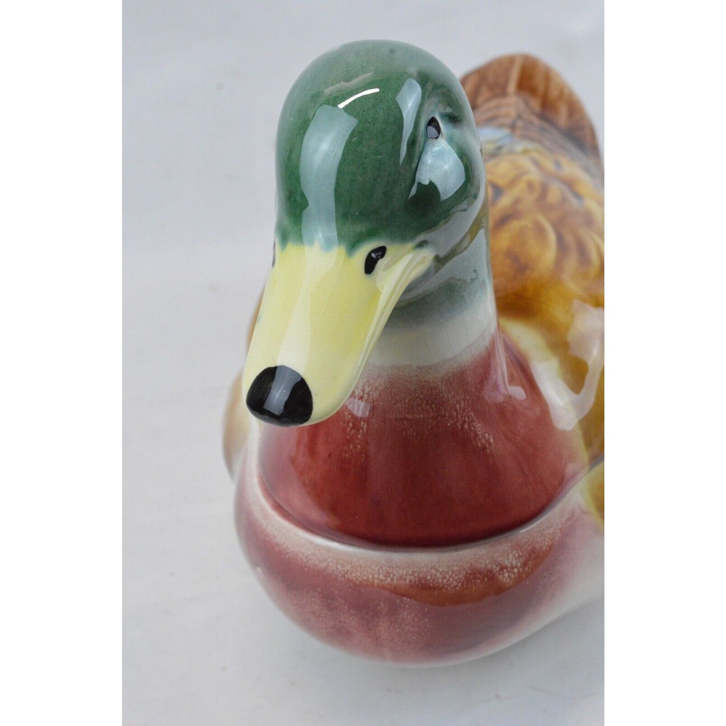 Olfaire Mallard Duck Shaped Ceramic Serving Soup Tureen Ladle Lid Made Portugal