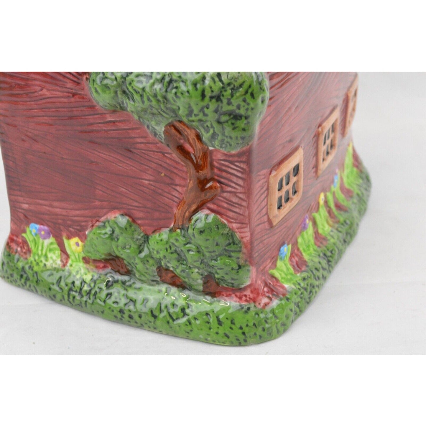 Red Barn Ceramic Cookie Jar Canister Kimble House Building Farm Country