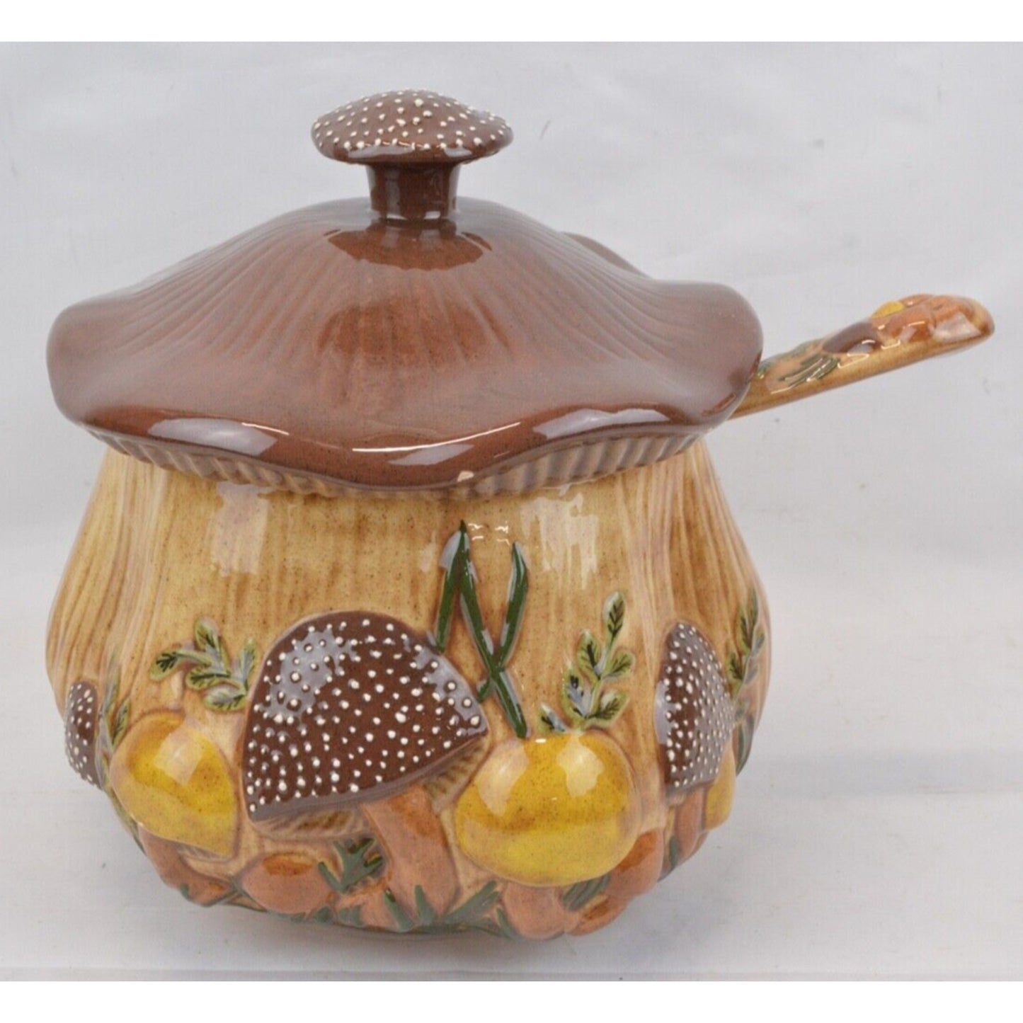 Arnels 3D Mushroom Shape Ceramic Serving Bowl Soup Tureen With Ladle