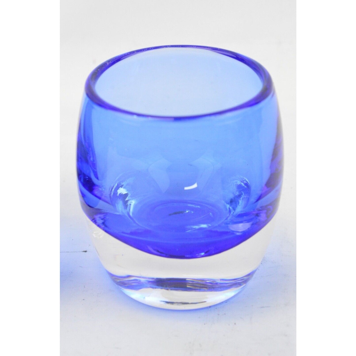 Set Of 3 Crate and Barrel Diva Votive Cobalt Blue Art Glass Candle Holder