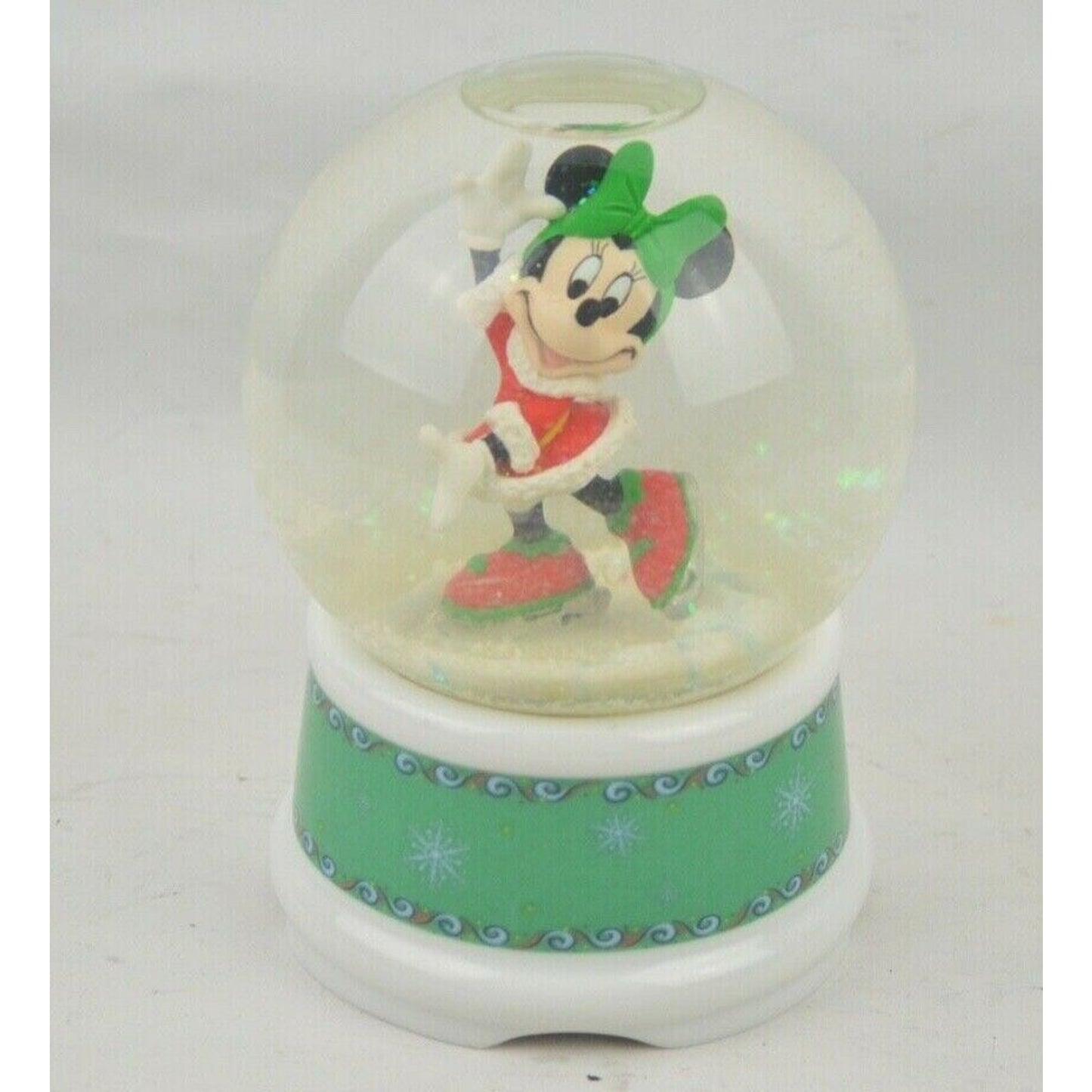 Enesco Snow Globe Music Box Disney Minnie Mouse Christmas Plays ''Let It Snow''