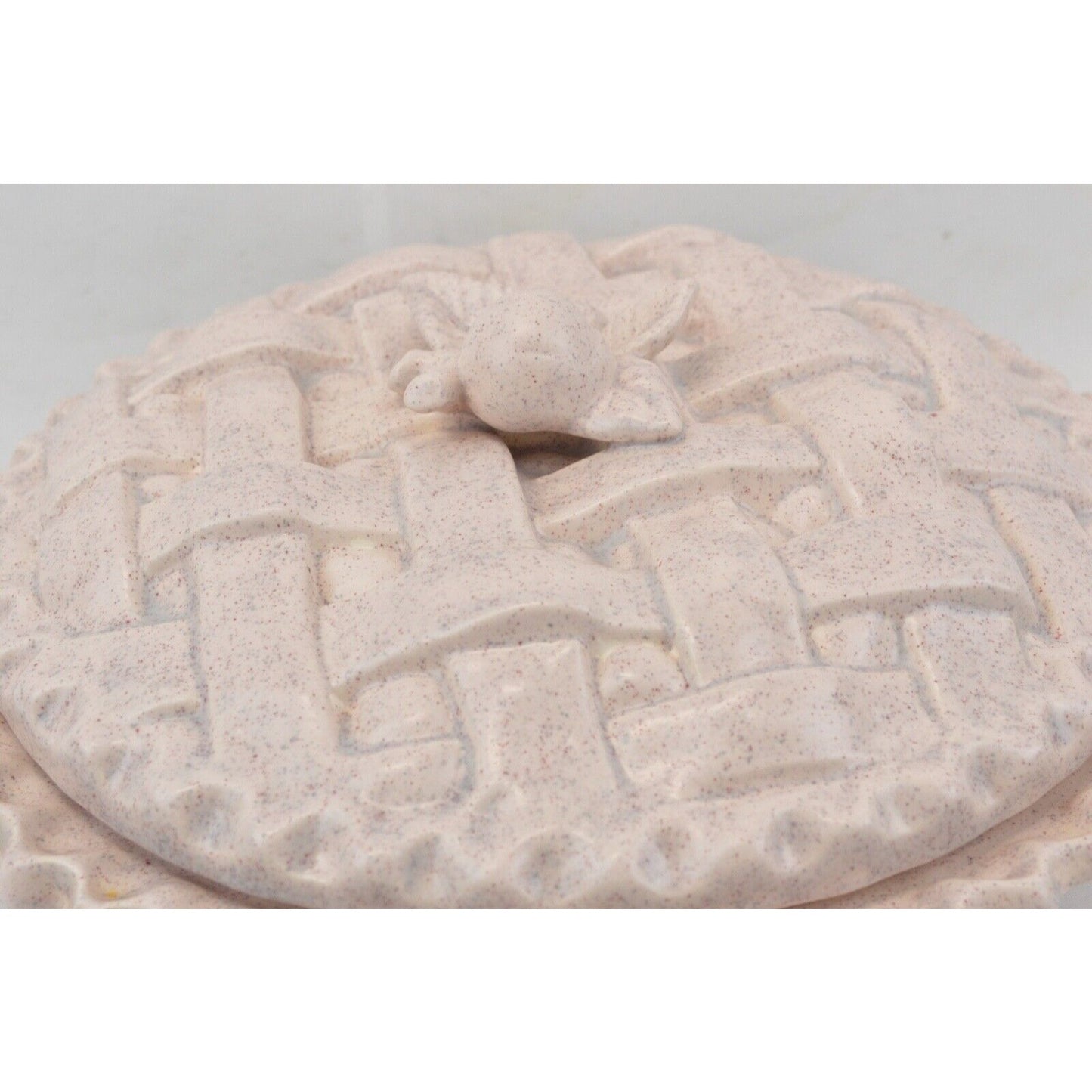 Ceramic Pie Dish Holder Keeper Covered Lid Cherry Shape Crust Plate Pink 3D 11''