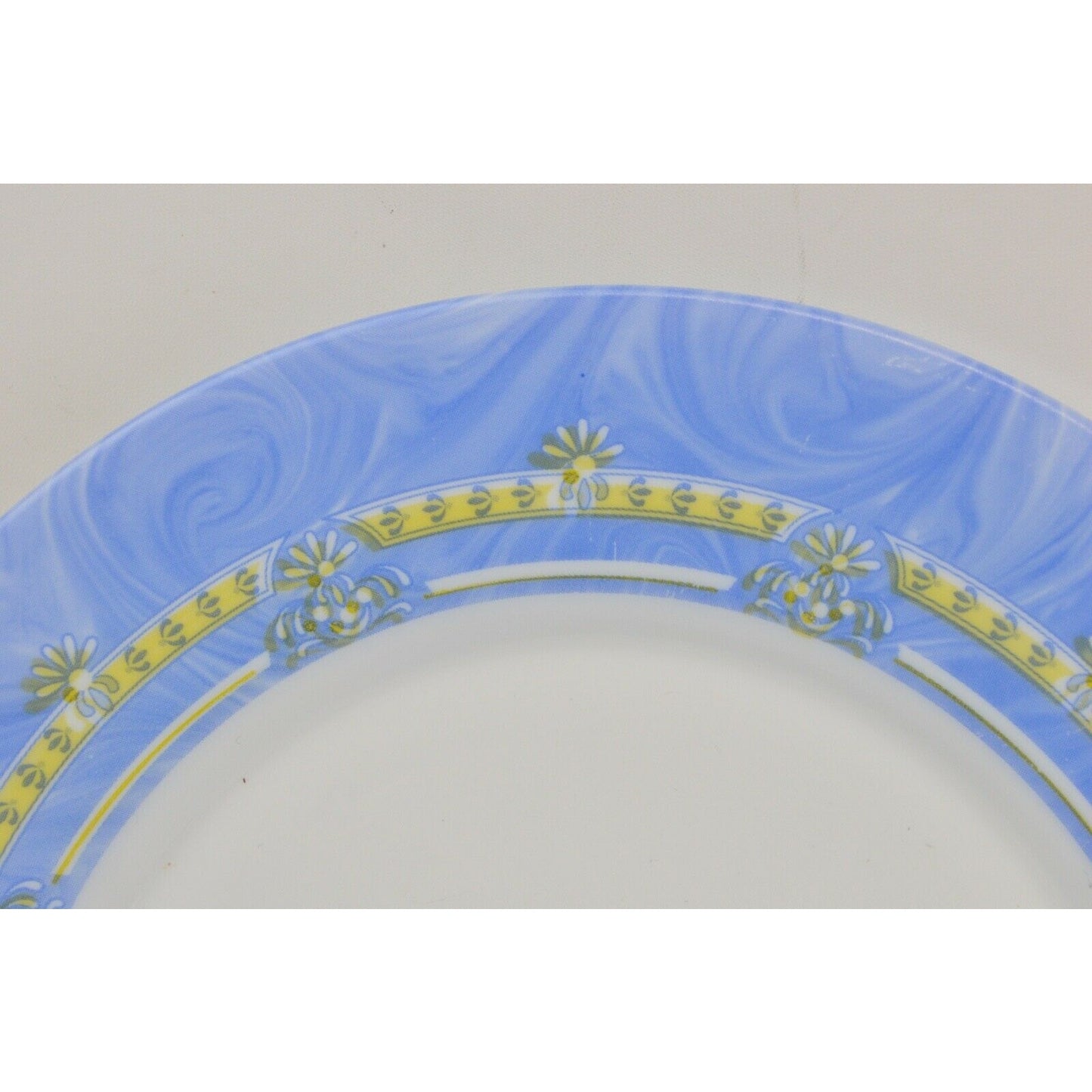 Set Of 4x Bormioli Rocco Salad Plate Blue Gold White Made Spain #43 7"