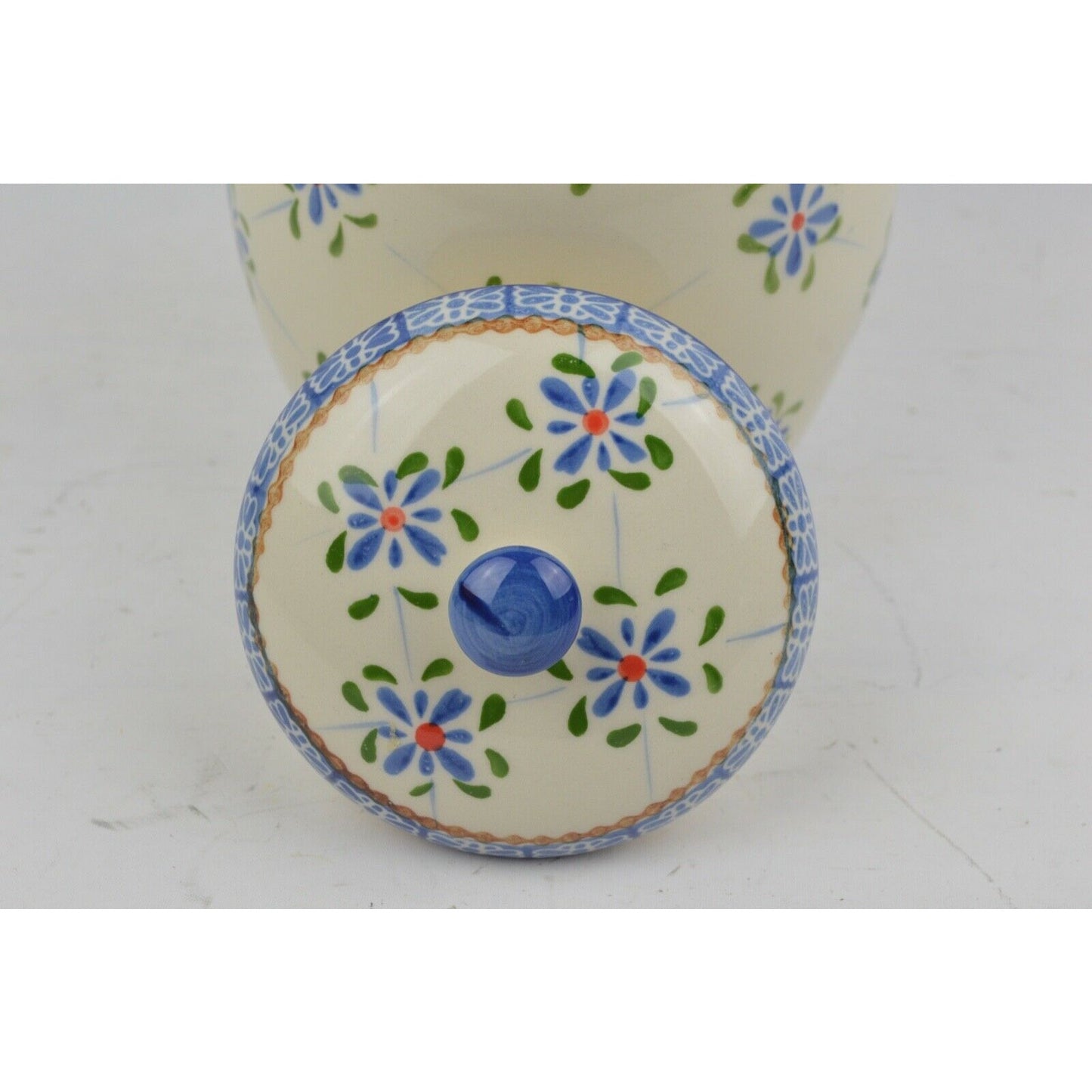 Ceramic Canister Cookie Jar Temptations Trellis By Tona 2.0 QT Blue Floral