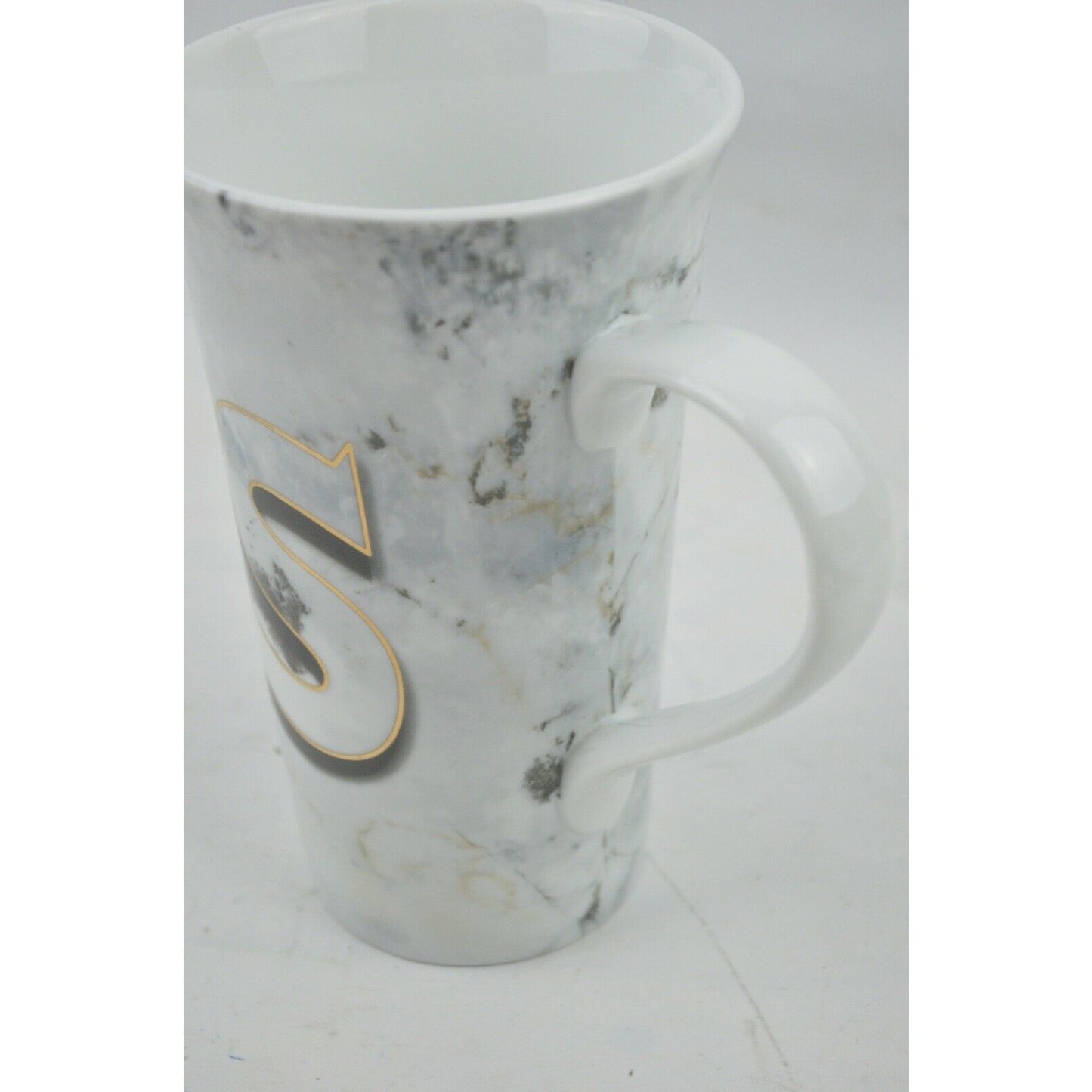 Designer's Choice Marble Monogram Porcelain Coffee Mug Cup White By Coventry