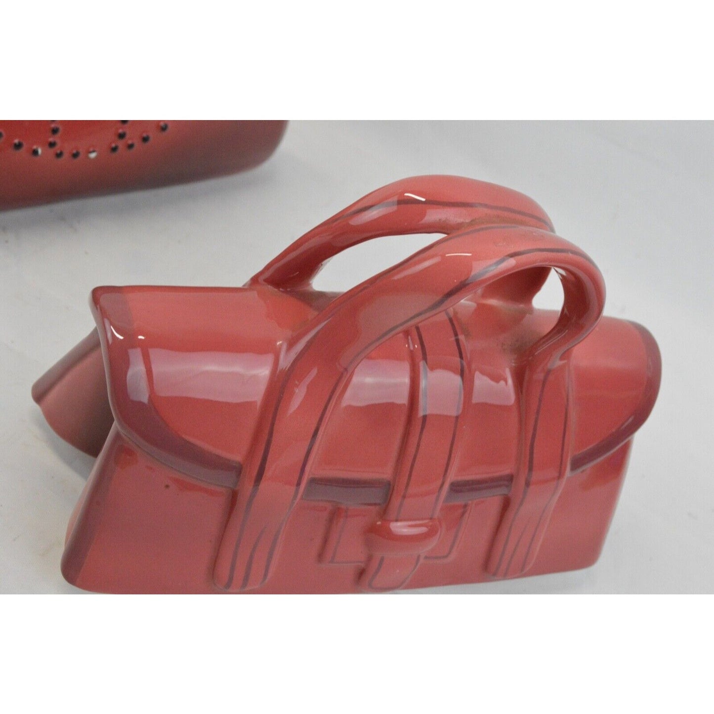 Ceramic Cookie Jar 3D Hand Bag Purse Shape International Bazaar Canister Red