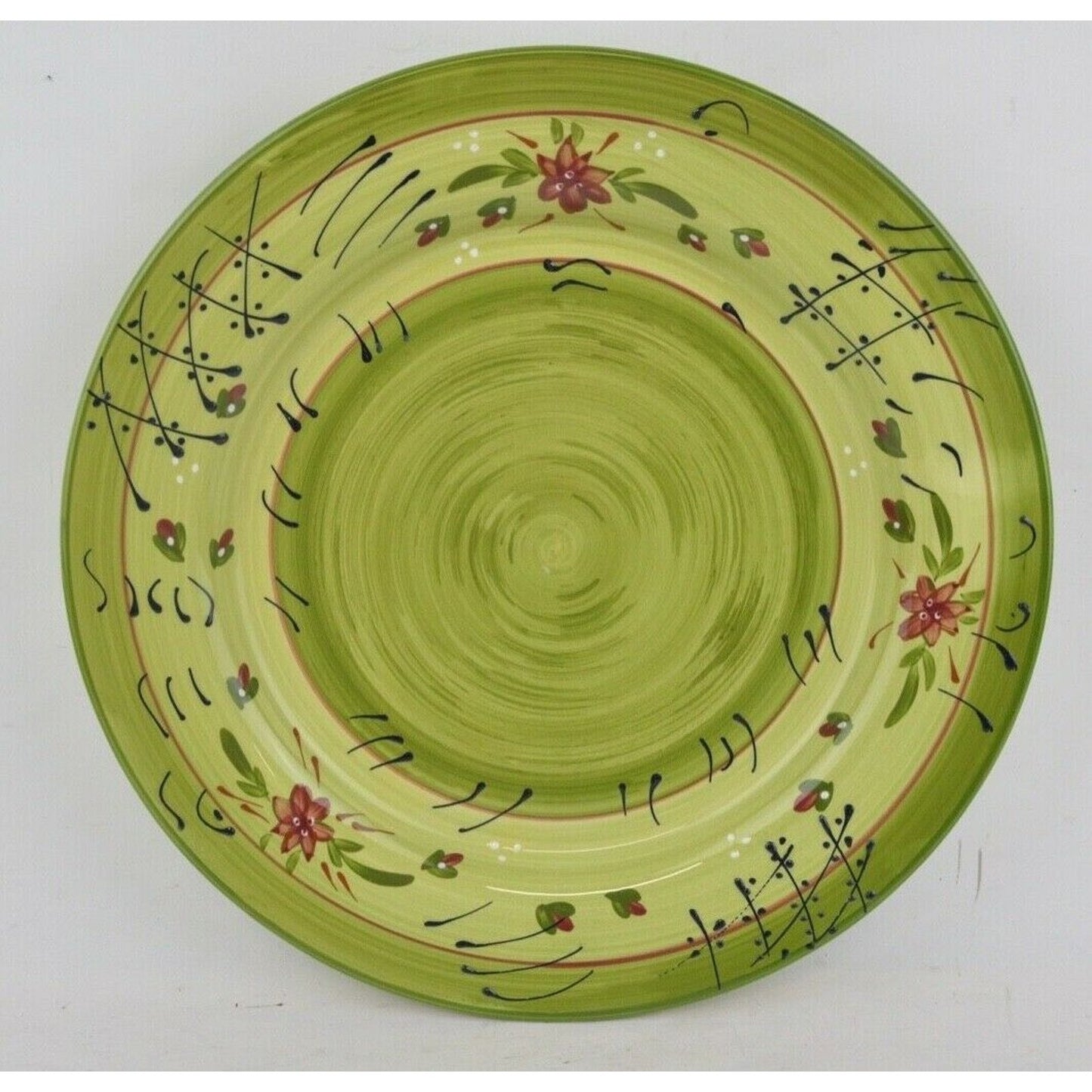 Set Of 5x Salad Plates Fleuron Romancing Provence Collections Ceramic Green Red